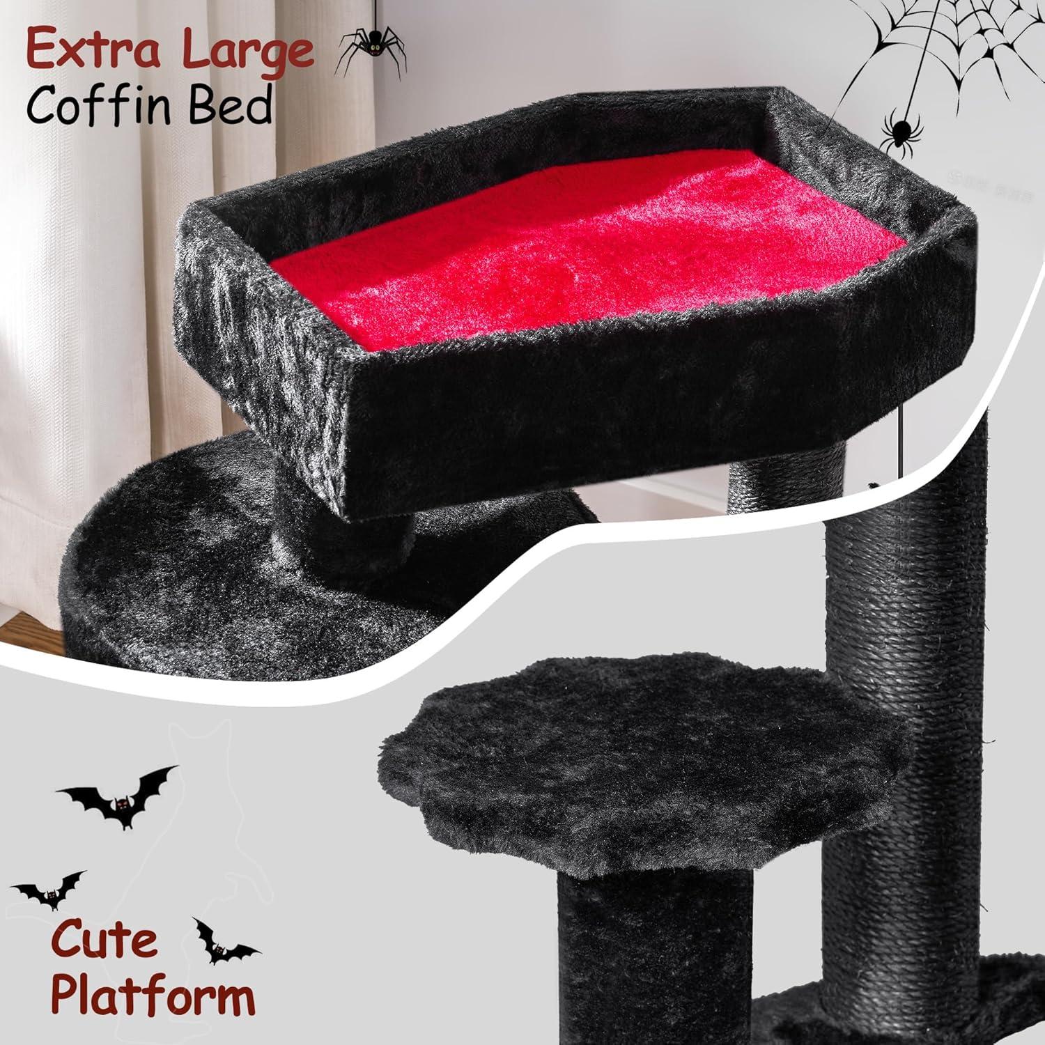 Gothic Cat Tree with Coffin, Gothic Cat Tower with Condo