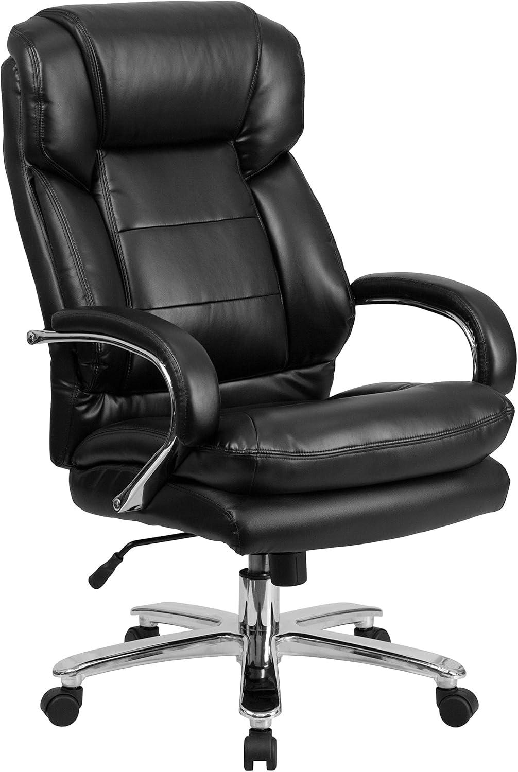 Belladonna Big & Tall LeatherSoft Ergonomic Office Chair with Headrest and Loop Arms by Flash Furniture