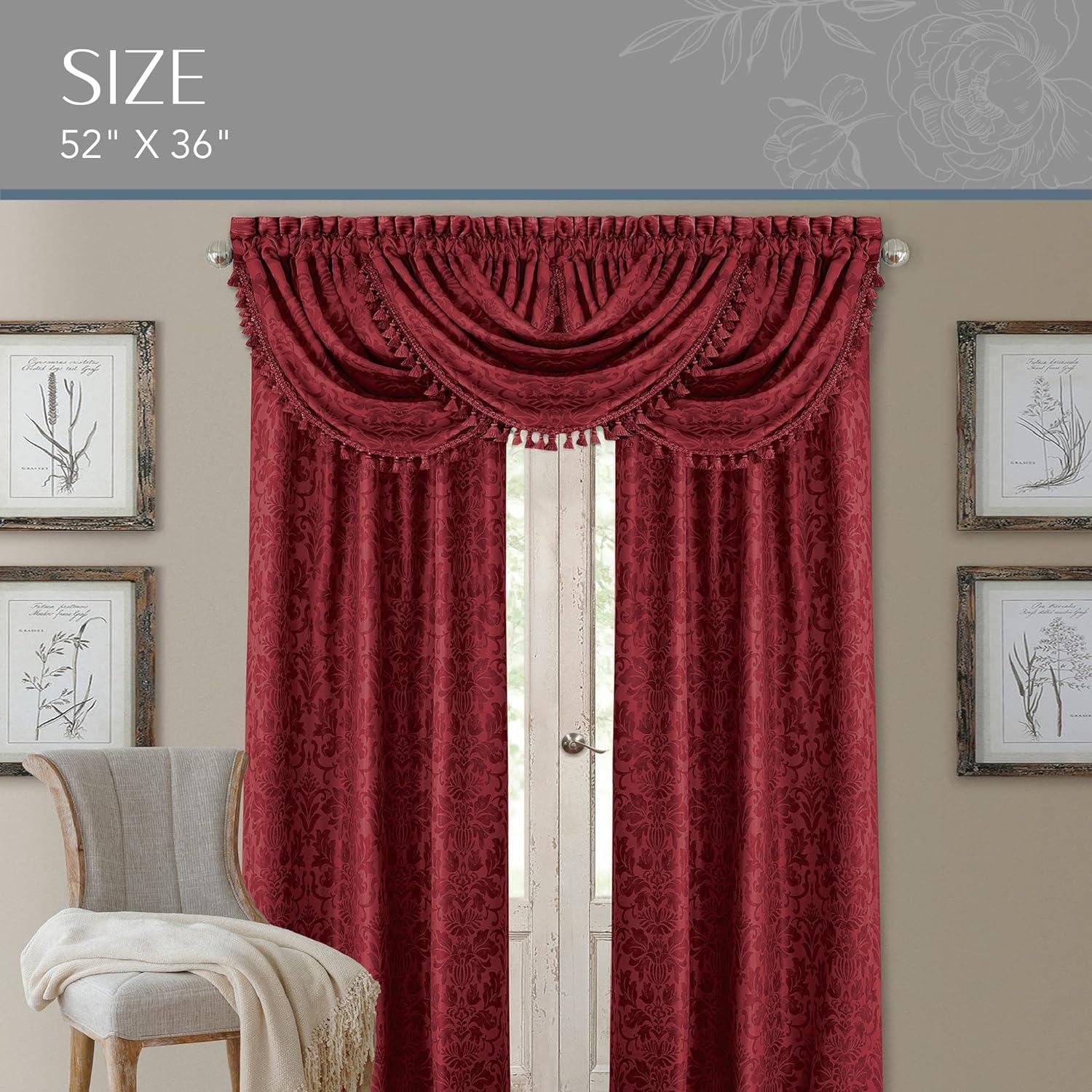 Rouge Damask Waterfall Tassel Sill Length Valance