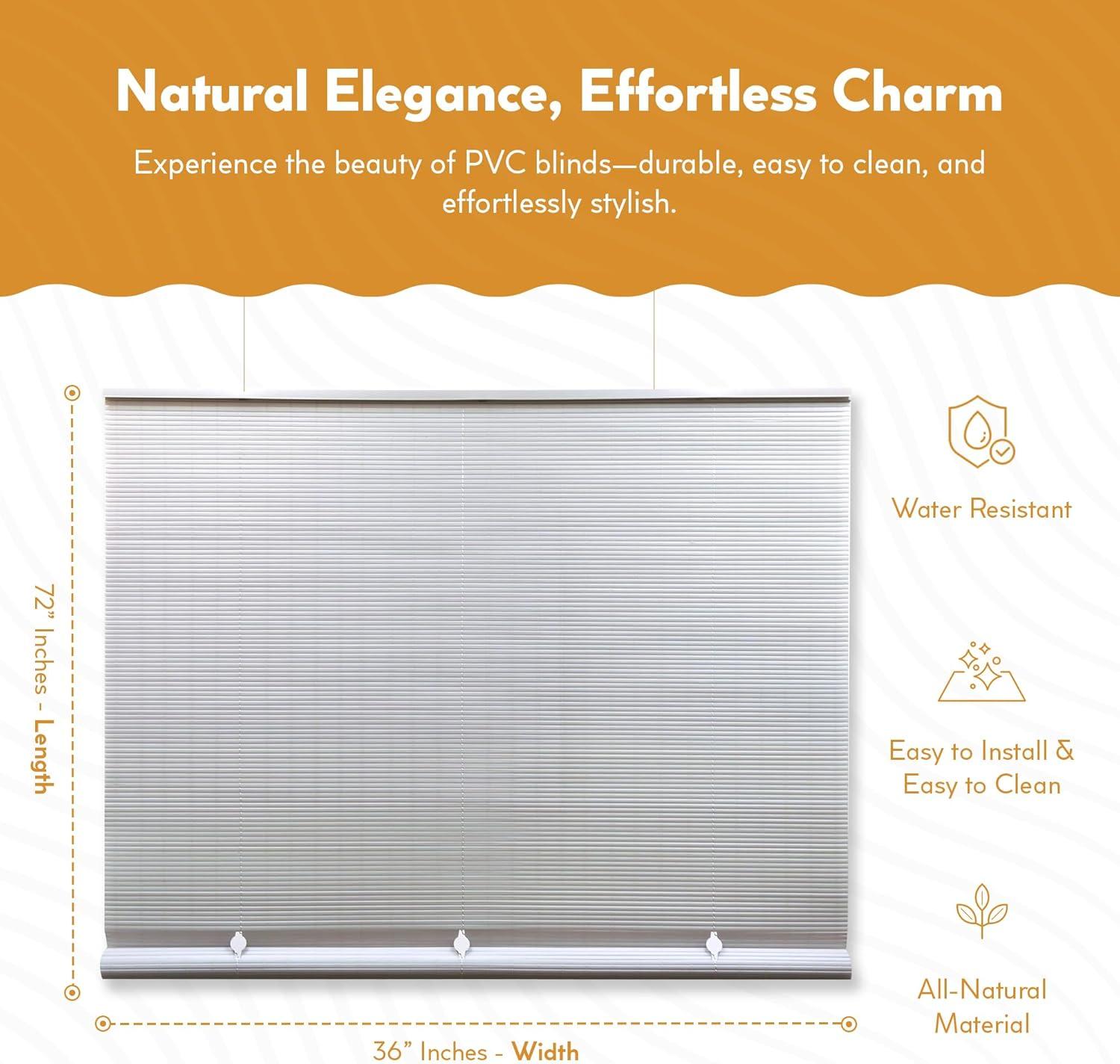 36" x 72" Outdoor Oval Vinyl Cord-Free PVC Rollup Blinds White - Radiance: Child Safe, UV Protection