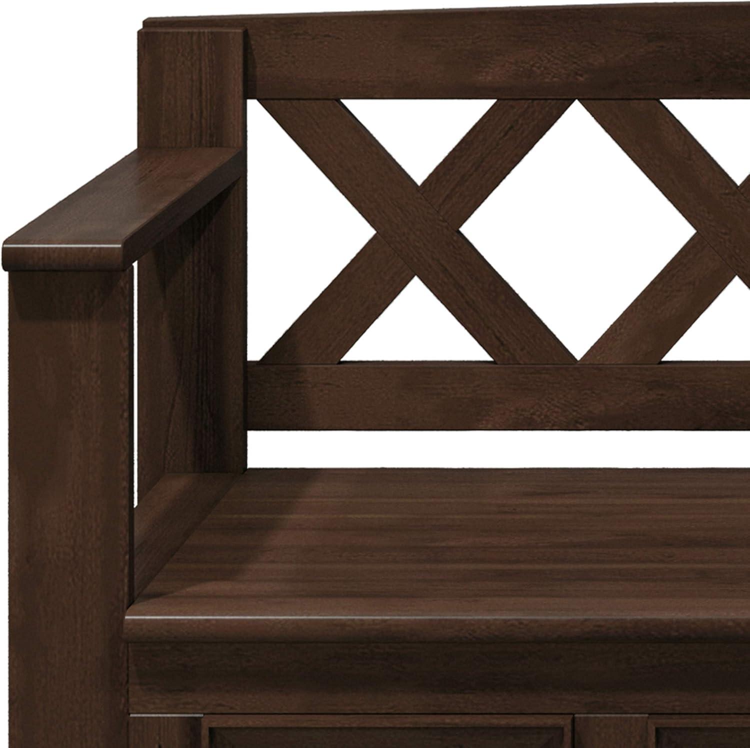 Simpli Home Amherst 48"W Solid Wood Entryway Storage Bench with Lift-Top Lid and Dual Compartments