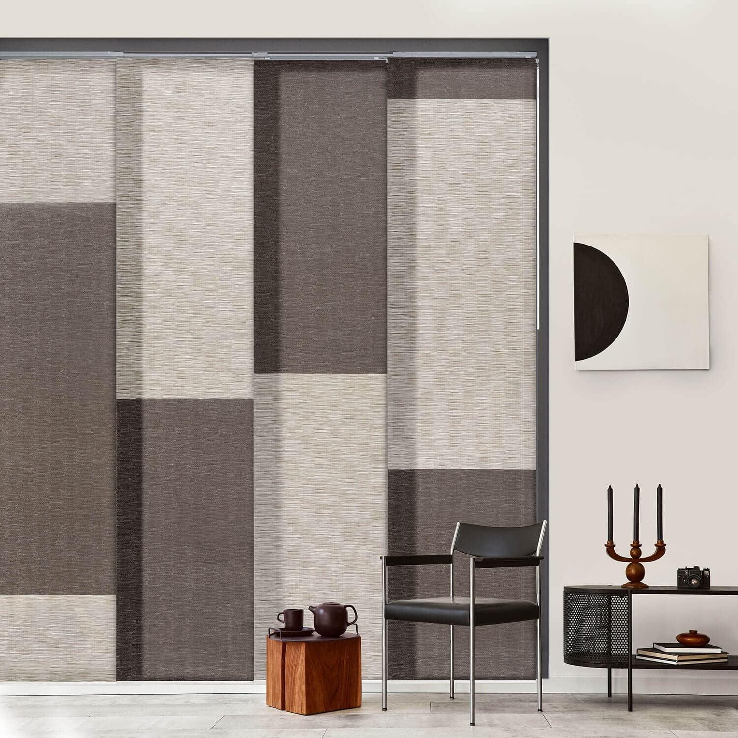 Adjustable Blackout Woven Fabric Panel Track Blinds, 45.8"-86" W x 96" H