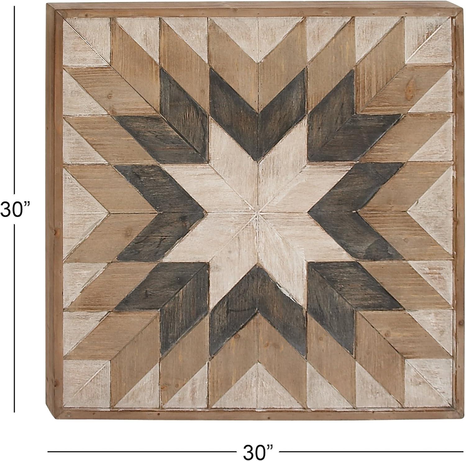 Brown and White Geometric Wood Wall Art 30" x 30"