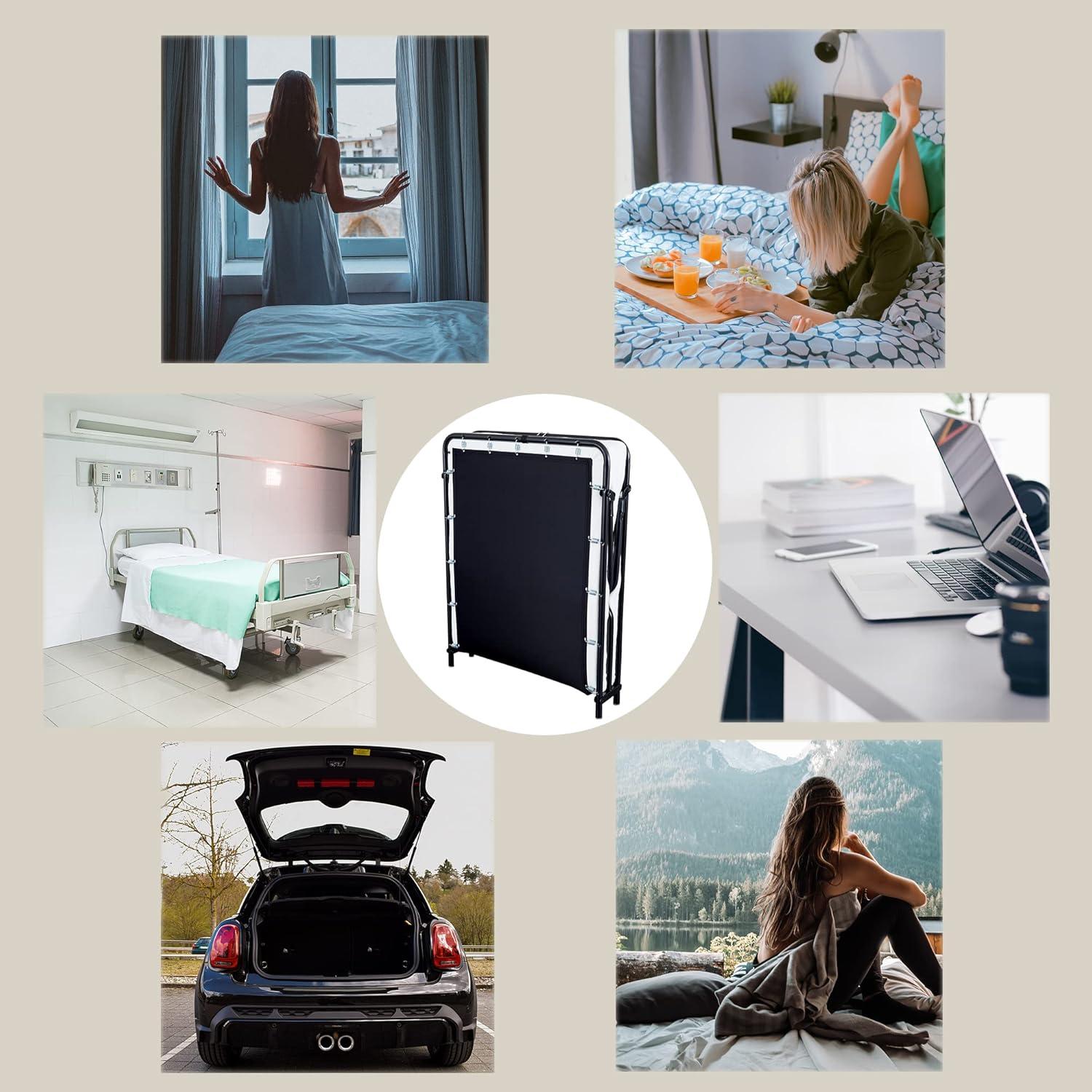 LEISUIT Foldaway Guest Bed Cot - Portable Folding Bed Frame with Thick Memory Foam Mattress for Spare Bedroom & Office