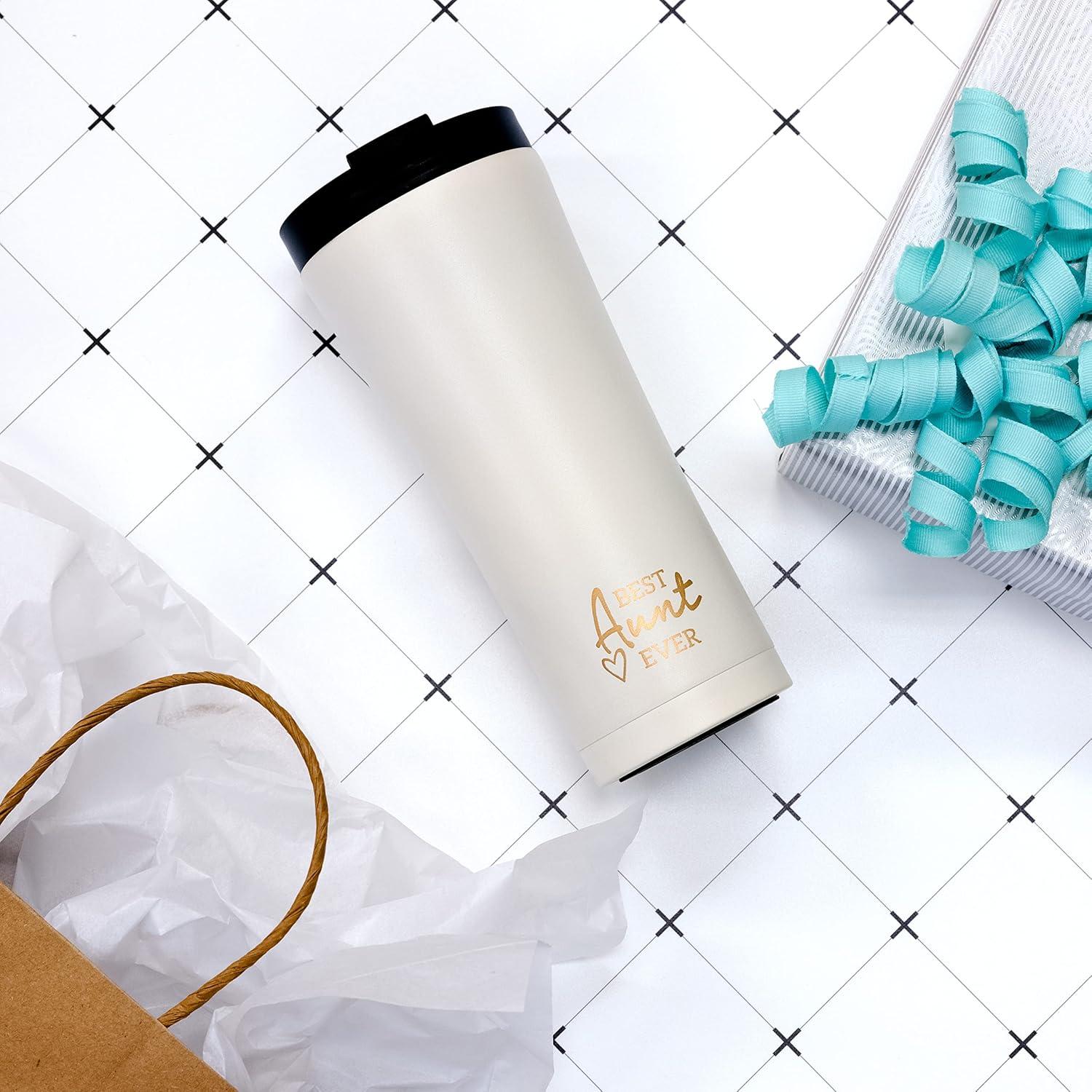 Pavilion - Best Aunt Ever - 17 oz Travel To-Go Insulated Coffee Mug Cup Auntie Aunty Tee-Tee Ti-Ti Tia Gift