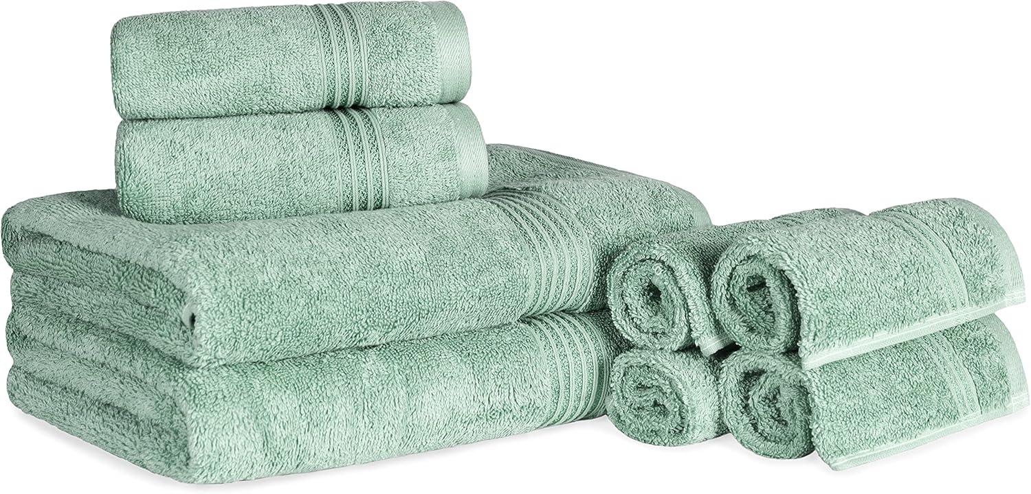 Superior Egyptian Cotton Absorbent 8-Piece Sage Towel Set