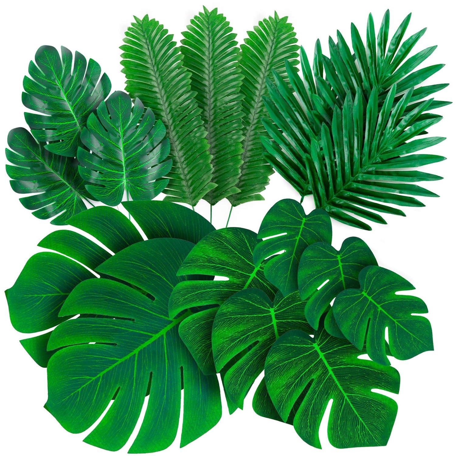 Large Green Artificial Palm Leaf Arrangement for Tabletop Centerpiece