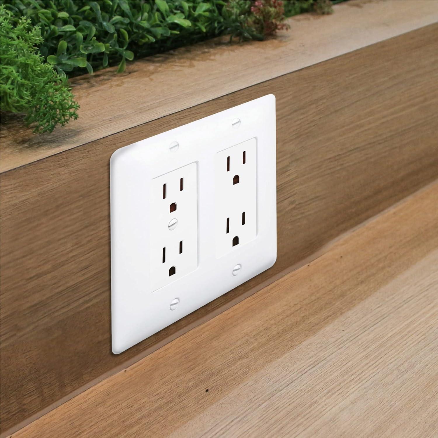 TayMac Masque 5000 Series Textured White 2 gang Plastic Decorator Wall Plate 1 pk