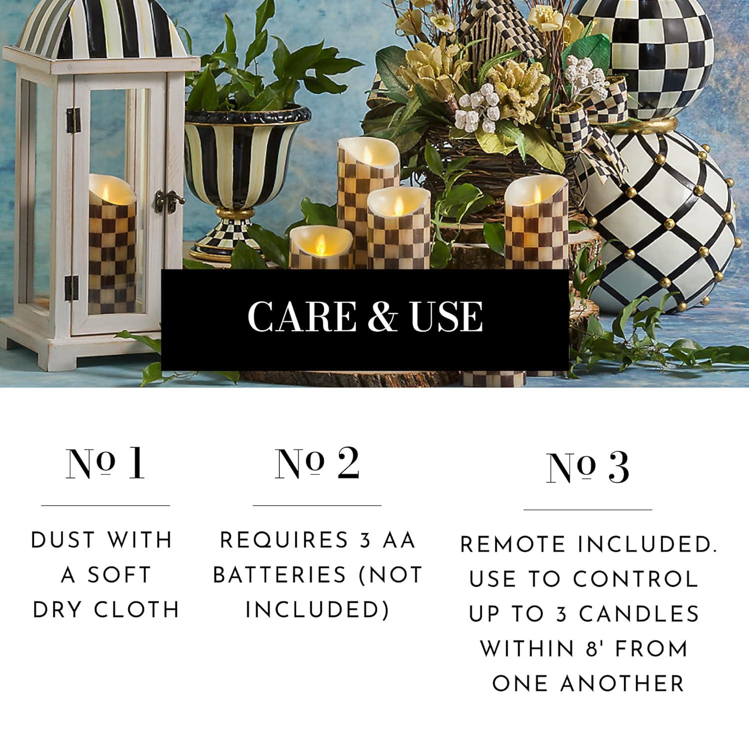 MacKenzie-Childs Courtly Check® Flicker 3 AA Pillar Candle