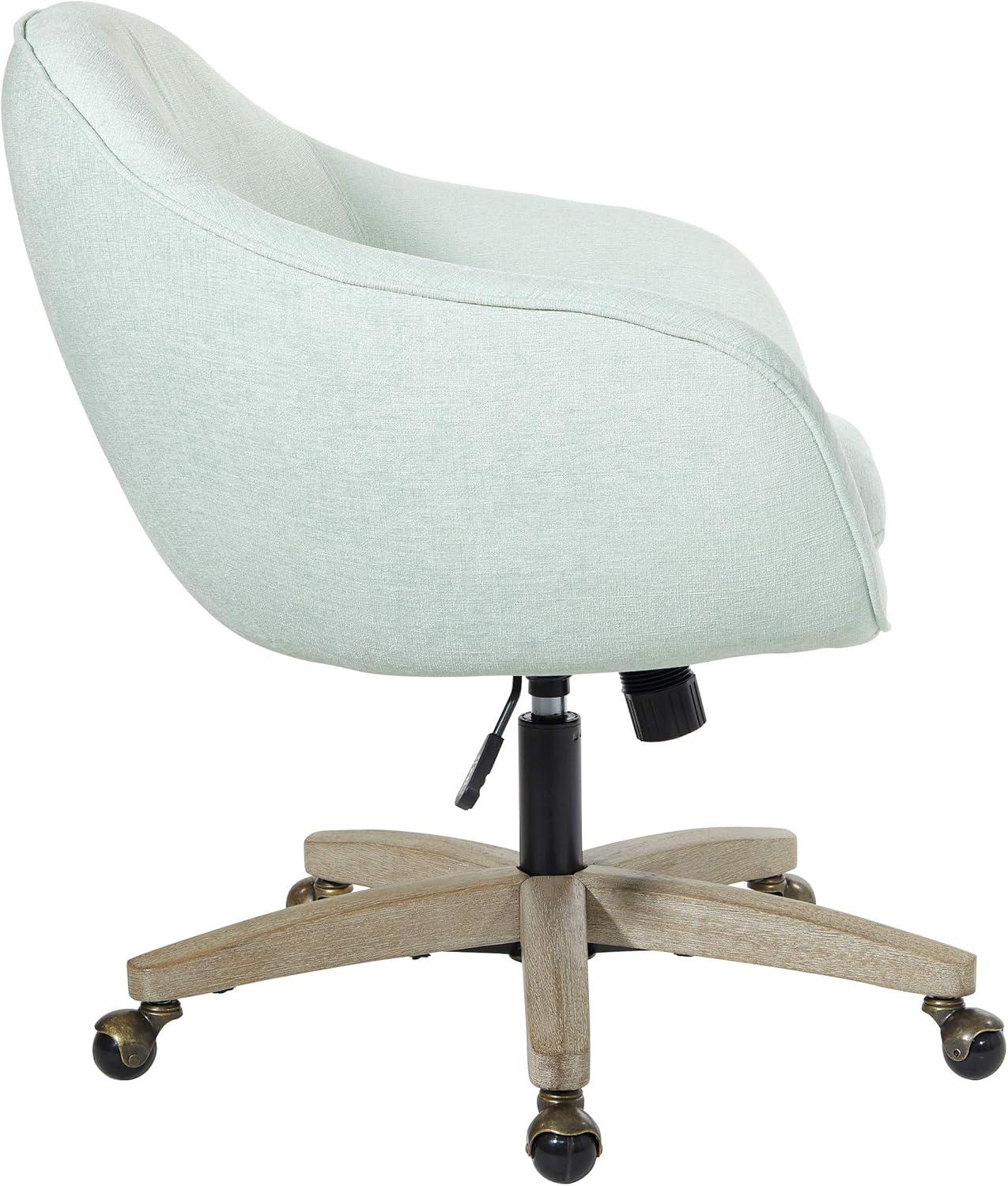 Nora Office Chair in Mint Blue Fabric with Gray Brush Wood Base KD