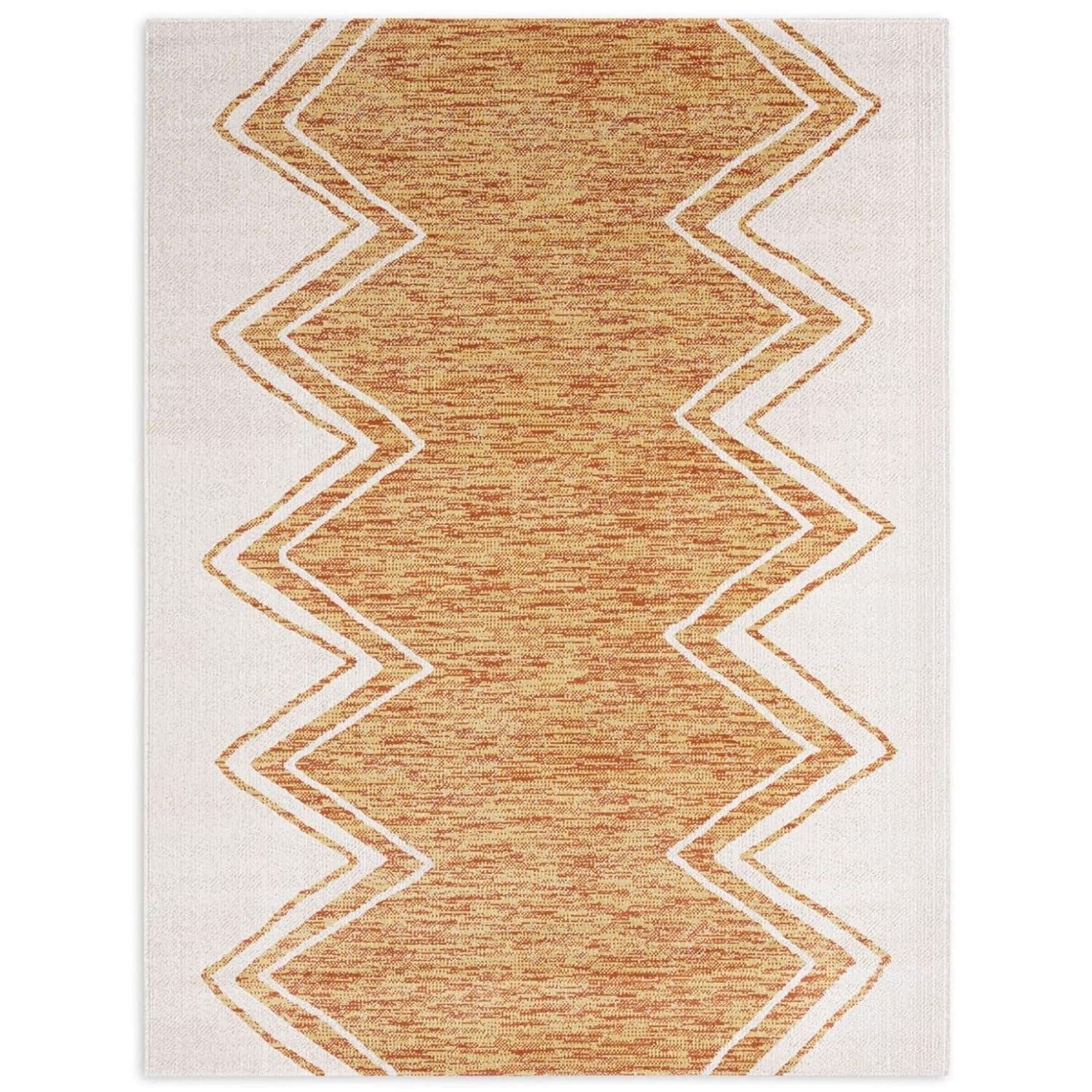 Nicole Miller New York Patio Sofia Indoor/Outdoor Area Rug, Ivory/Mustard