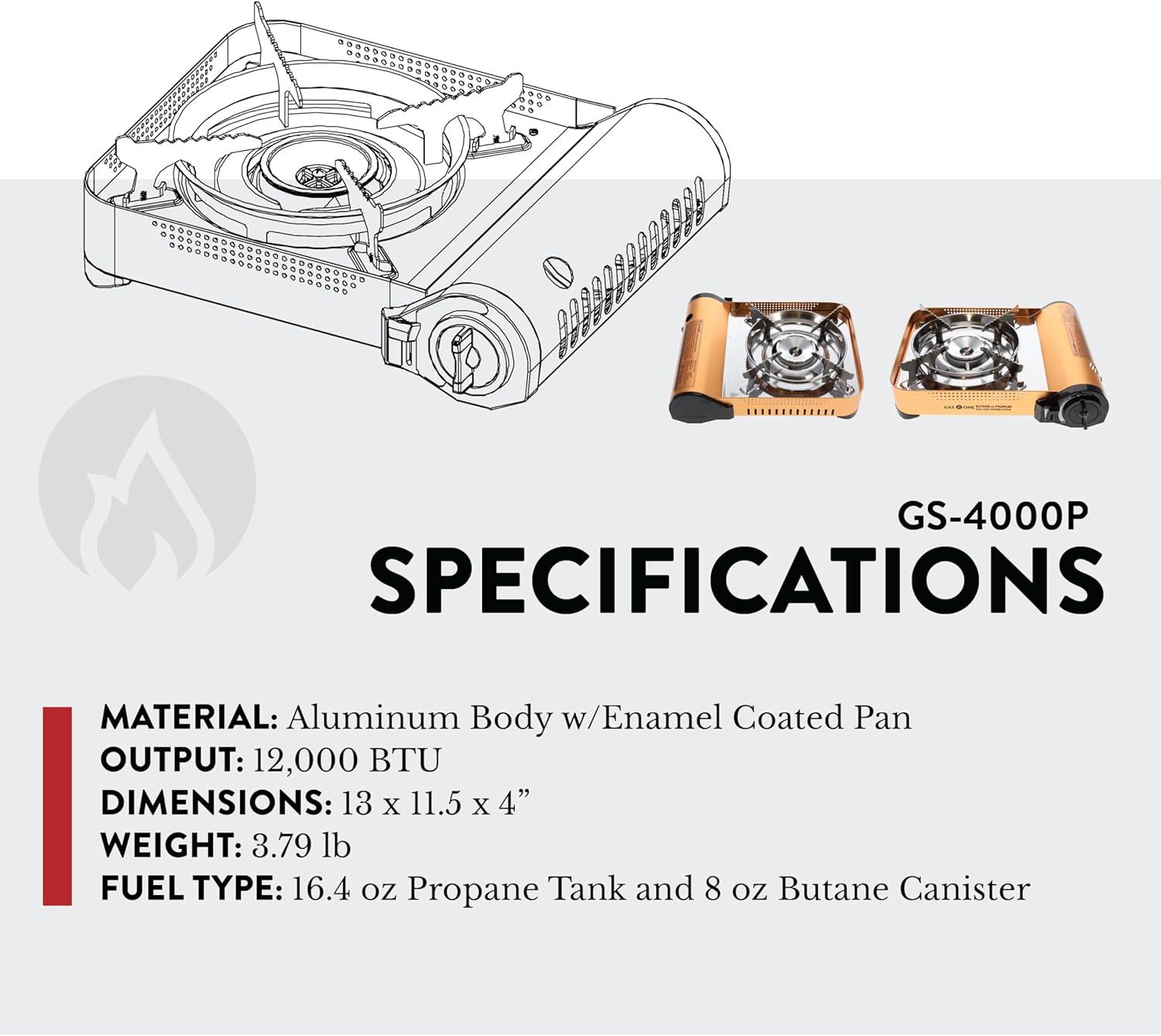 Gas ONE GS-4000P Dual Fuel Portable Camp Stove