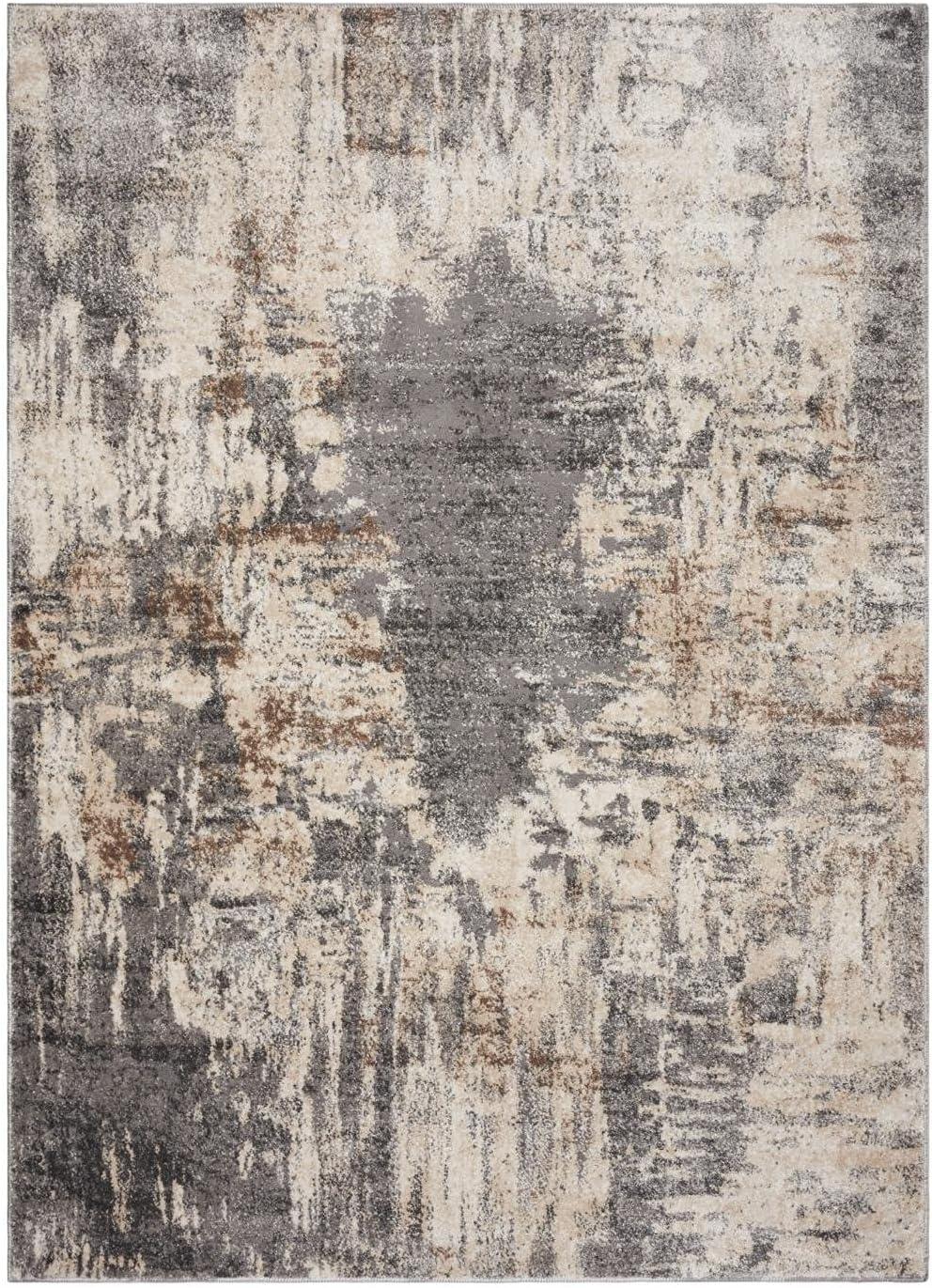 Euston 8' x 10' Gray Abstract Synthetic Area Rug