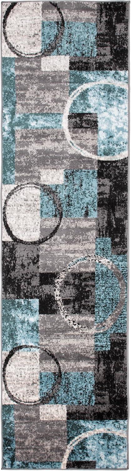 World Rug Gallery Abstract Circle Area Rug - GRAY 2'7"x10'