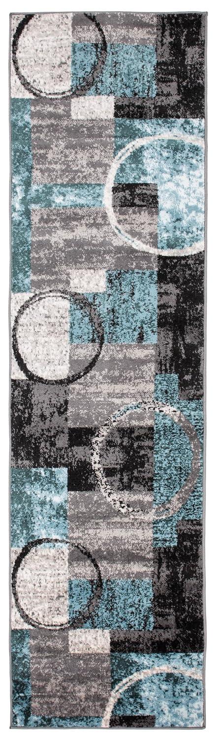 World Rug Gallery Abstract Circle Area Rug - GRAY 2'7"x10'