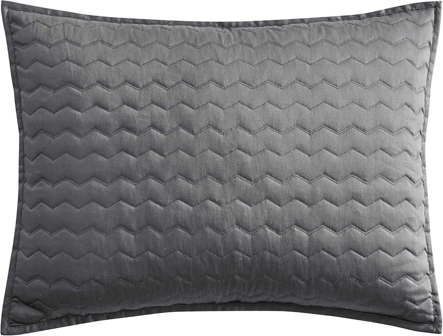 Soft Charcoal Reversible Cotton Queen Quilt Set