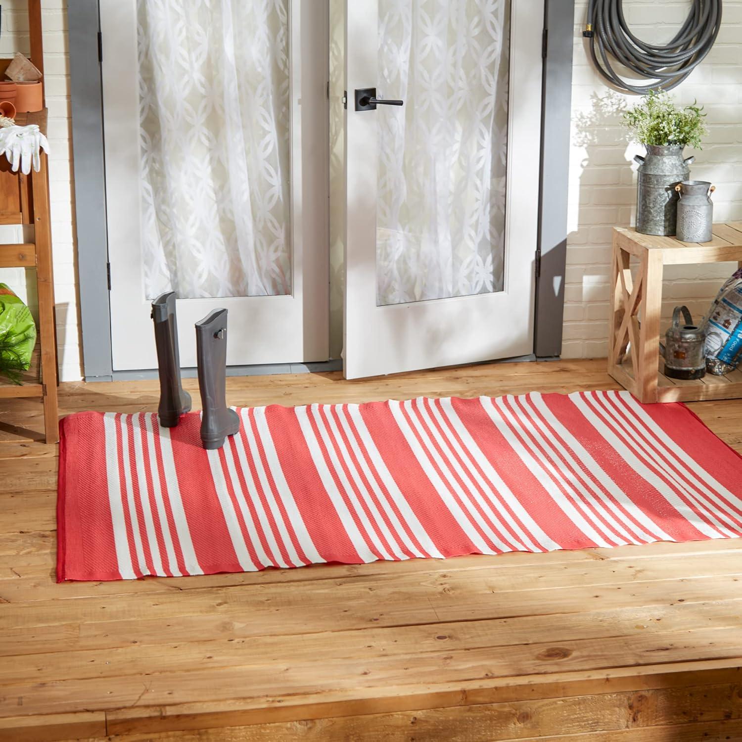 DII Outdoor Rug Collection Reversible Woven Polypropylene Mat, 4x6-Feet, Coral