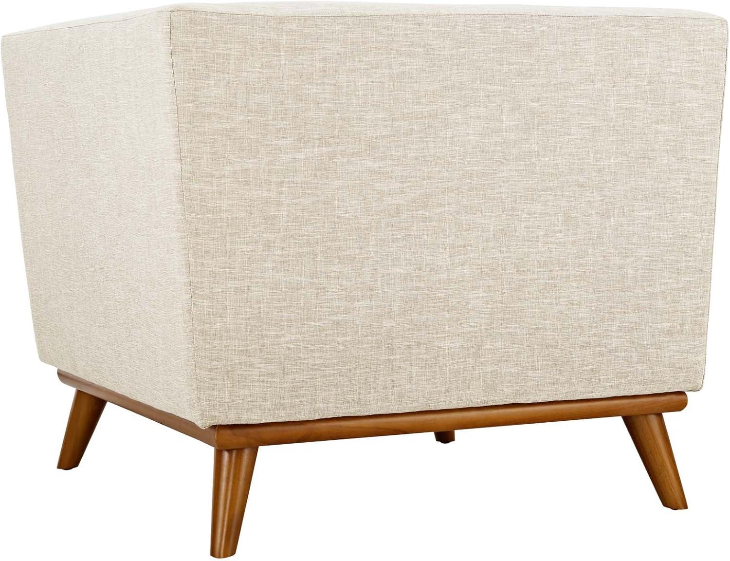 Modway Engage Upholstered Fabric and Wood Corner Chair in Beige