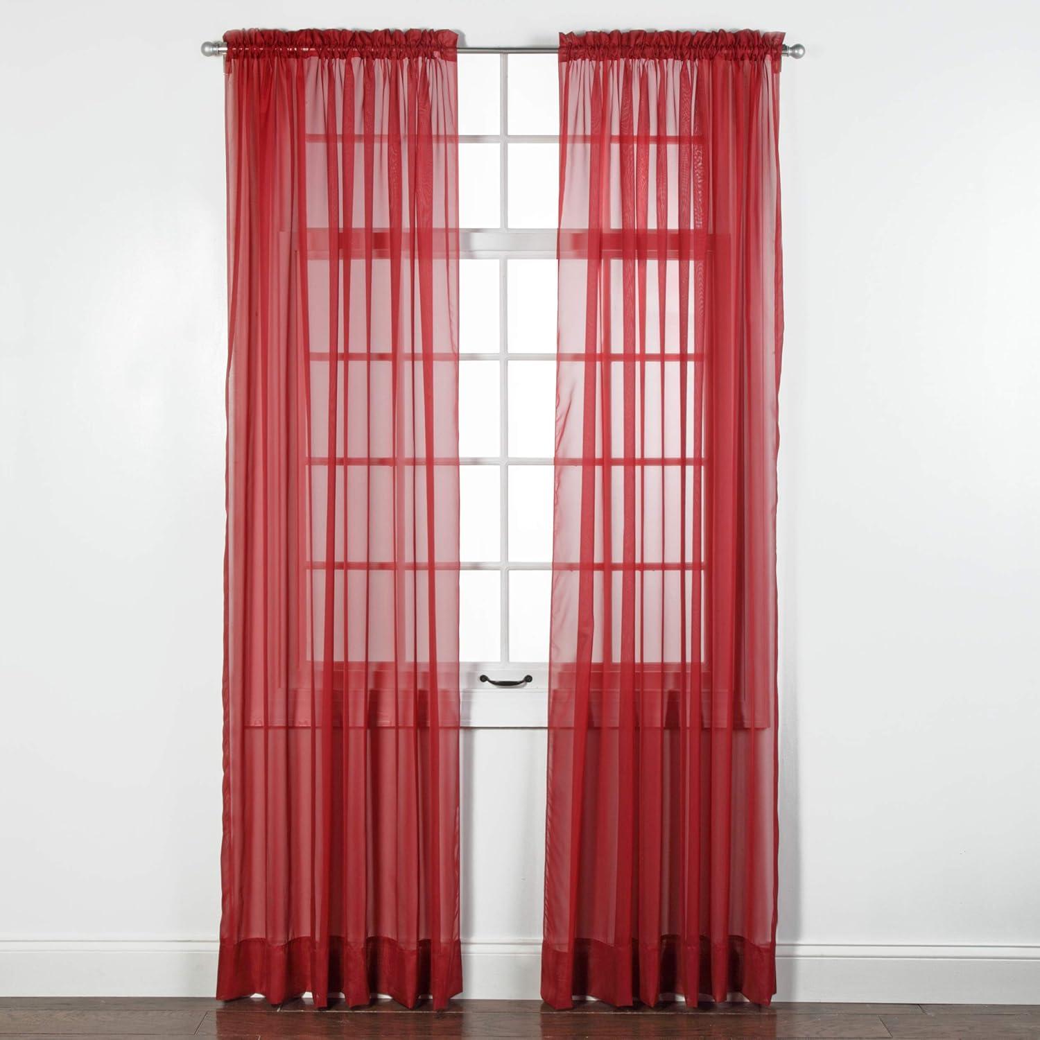 Claret Sheer Polyester Rod Pocket Window Curtain Panel