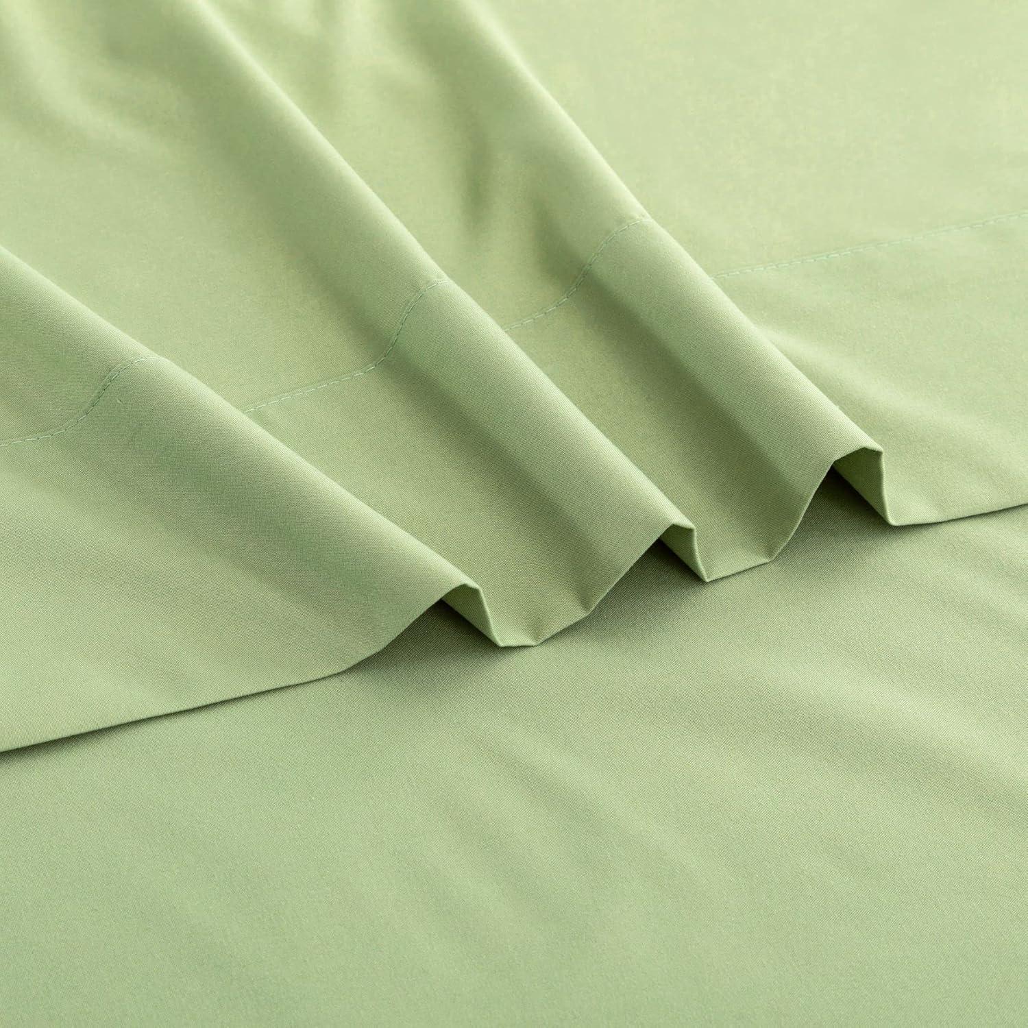 Sage Green Queen Microfiber 4-Piece Bed Sheet Set