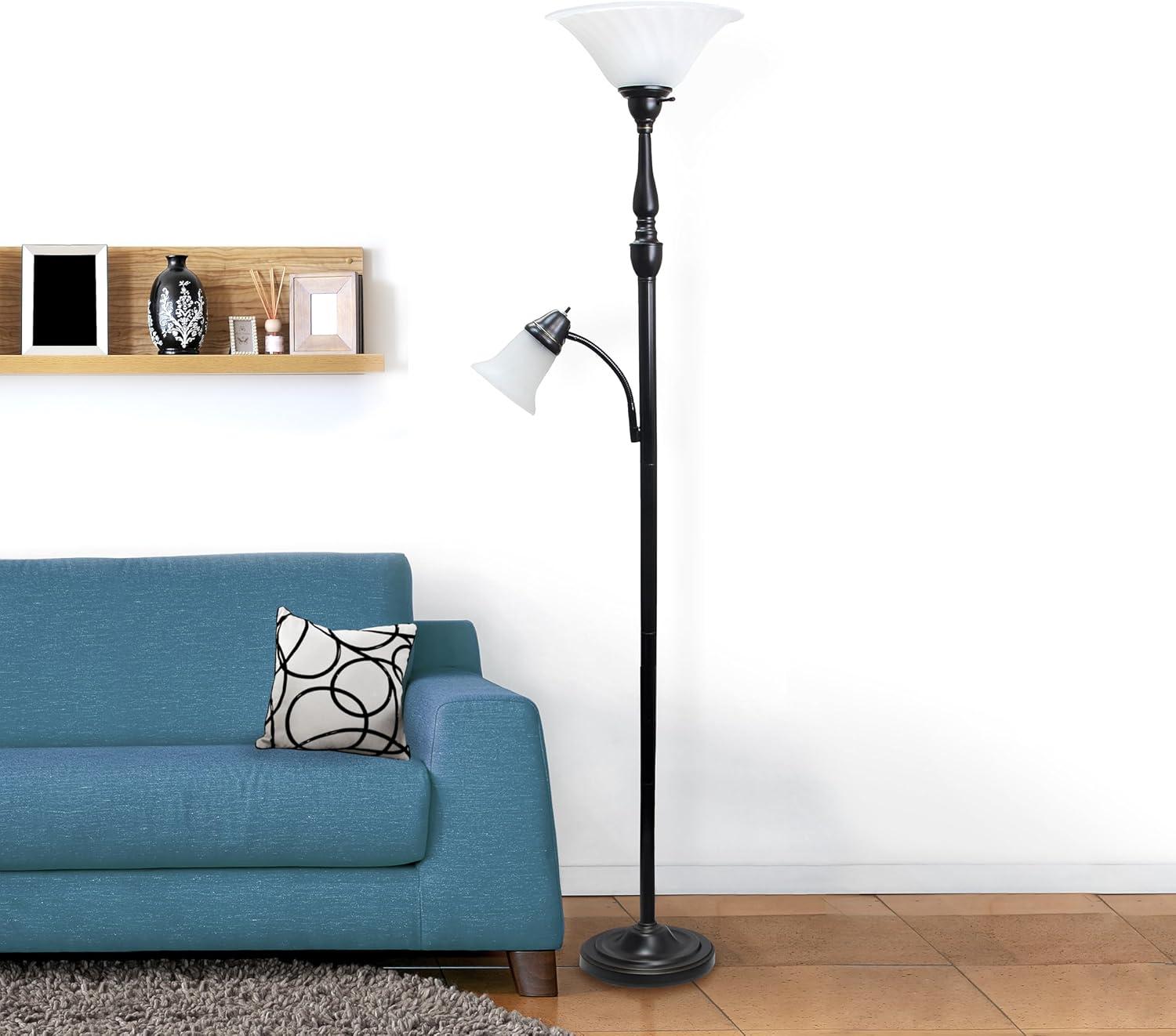 71" 2-Light Mother Daughter Floor Lamp Bronze - Elegant Designs: With Reading Light, Adjustable