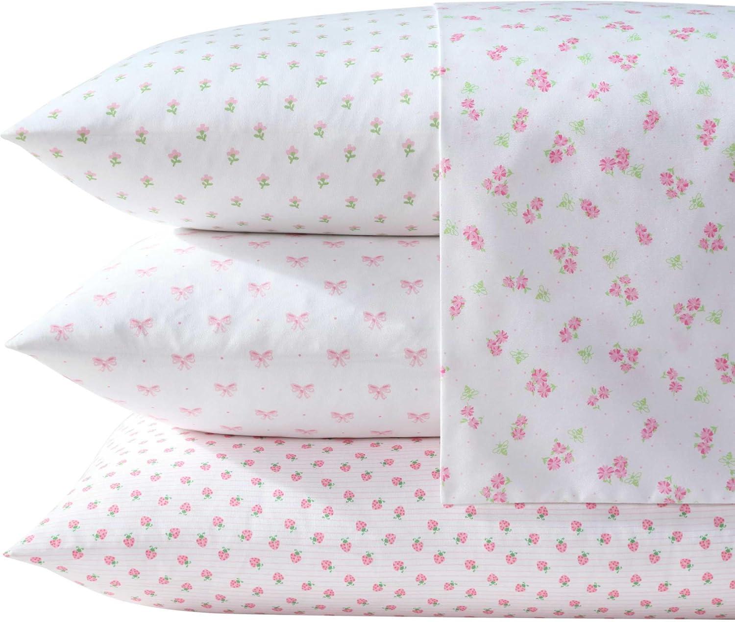 Pink Floral Microfiber Full Sheet Set for Girls
