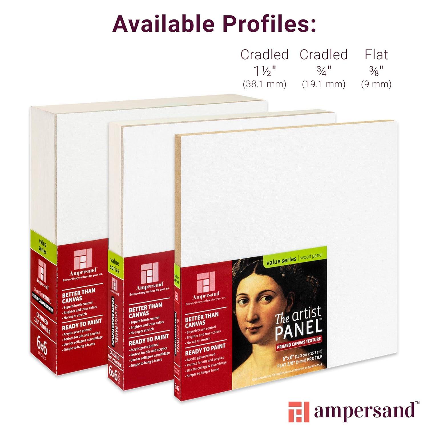 Ampersand Art Artist Panel, Canvas Texture, Cradled, 3/4" Profile, 12" x 16"