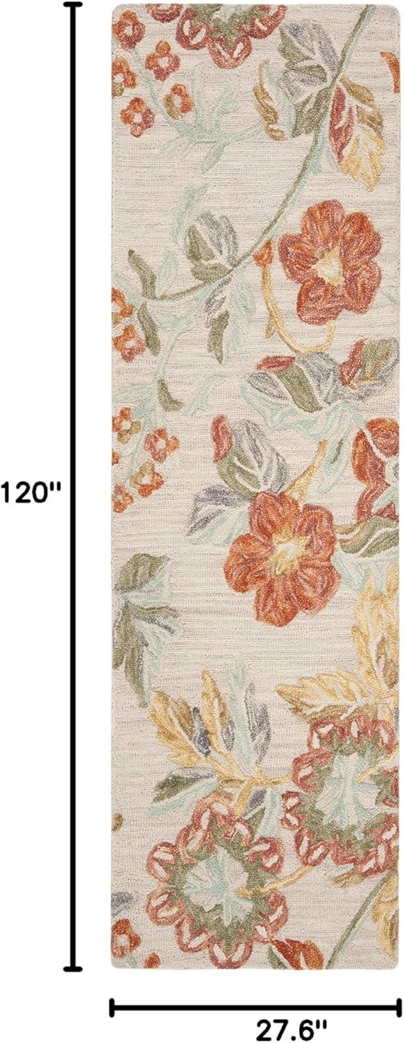 Blossom BLM458 Hand Tufted Runner Rug - Grey/Red - 2'3"x10' - Safavieh.