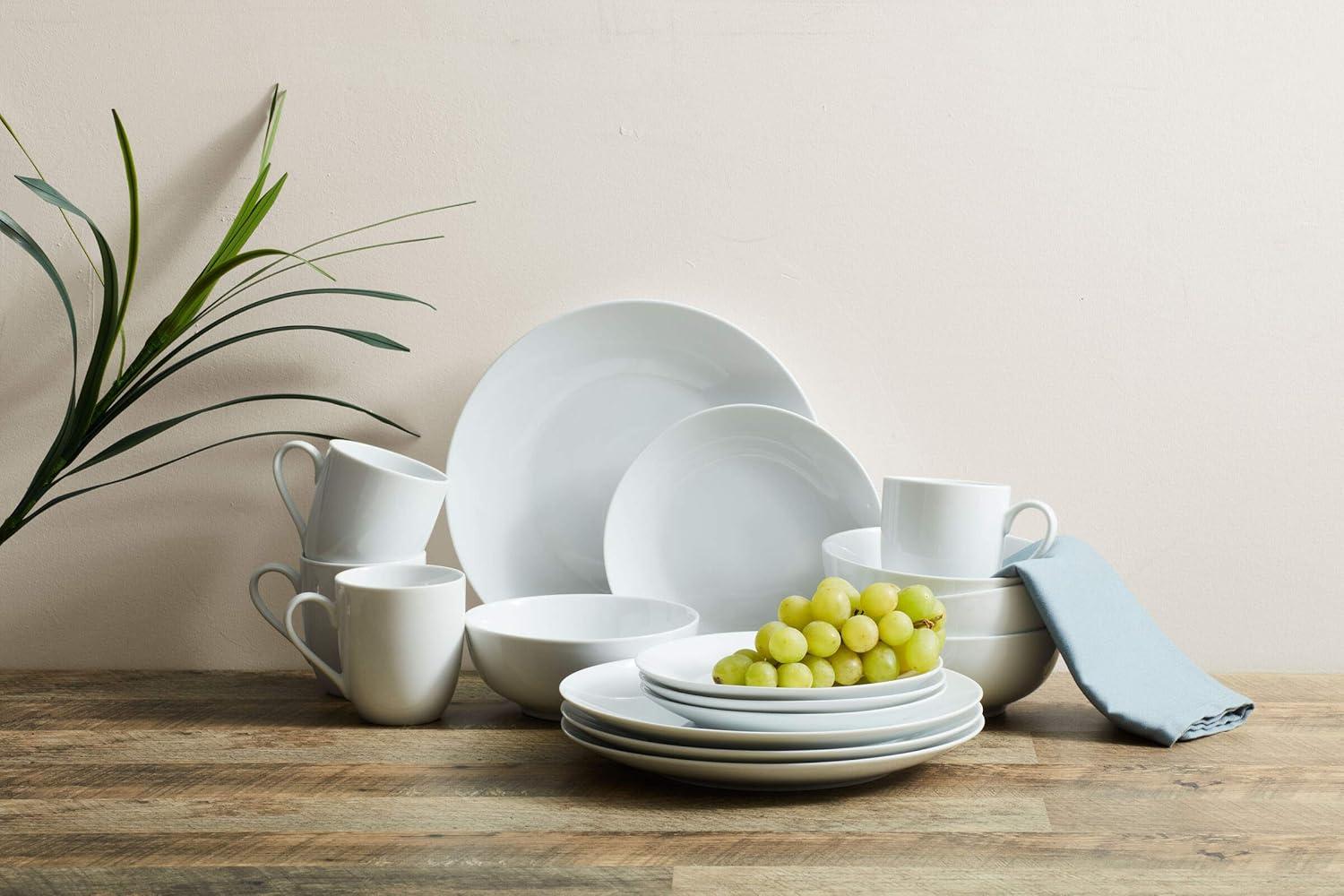 White Porcelain 16-Piece Dinnerware Set for 4