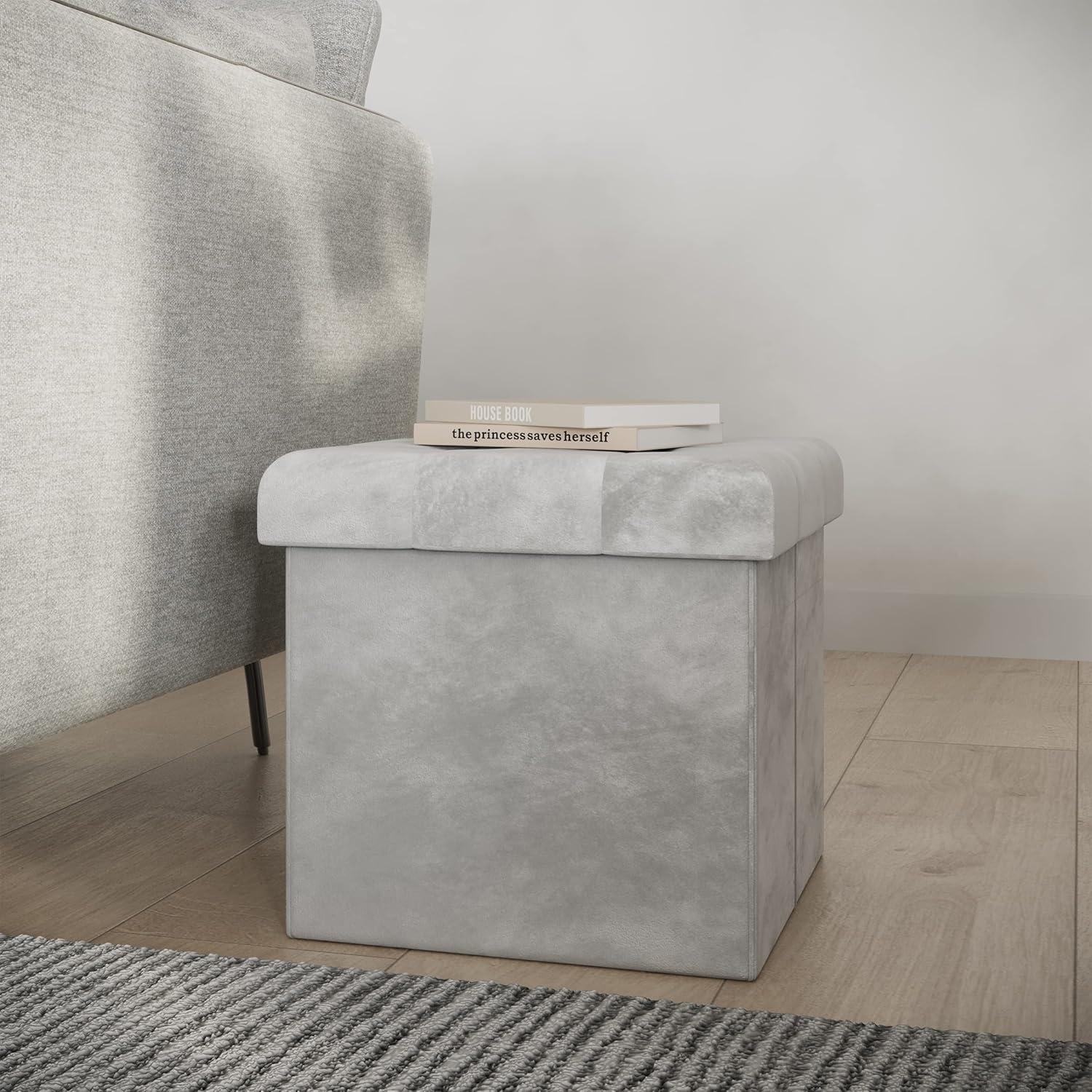 Lavish Home Velvet Tufted Storage Ottoman