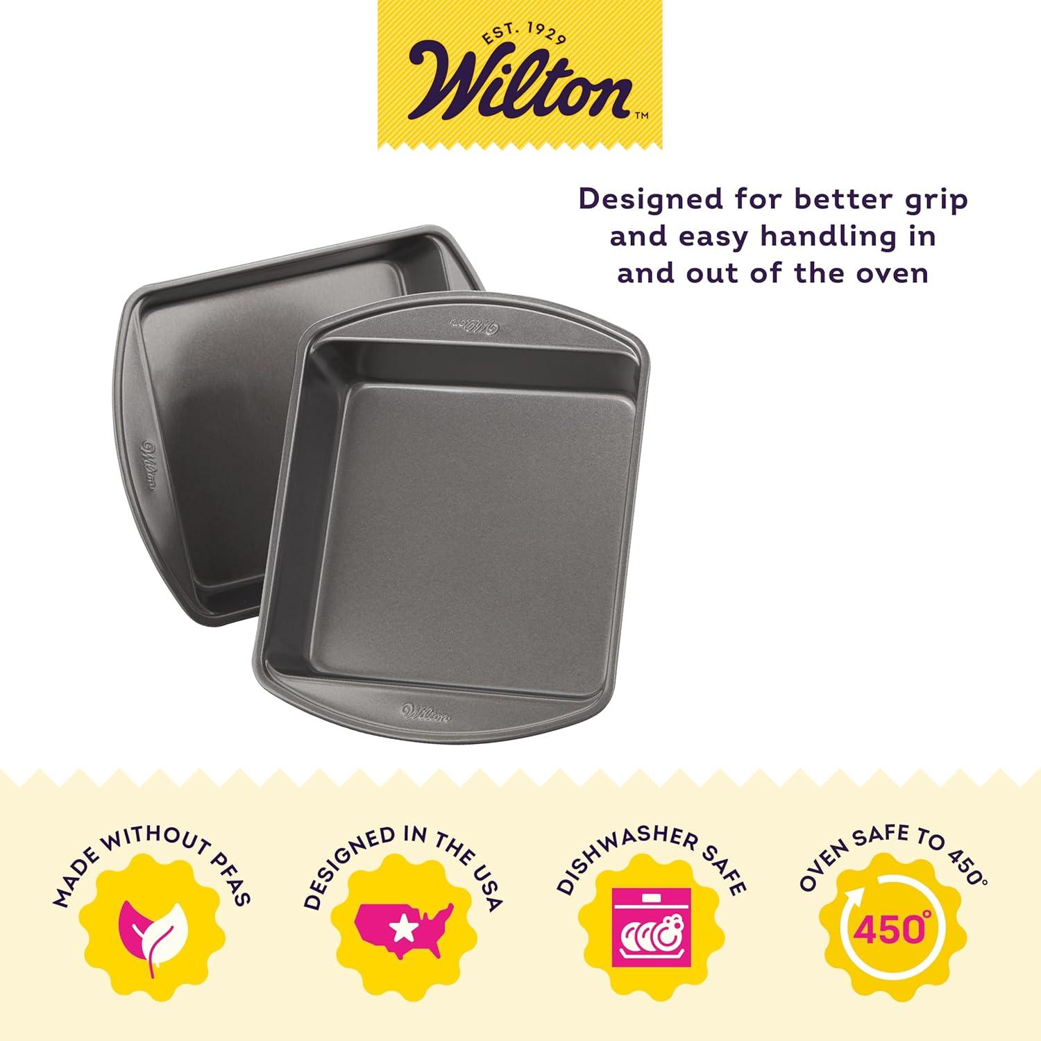 Wilton Non-Stick Aluminum Square 8-inch Cake Pan Set