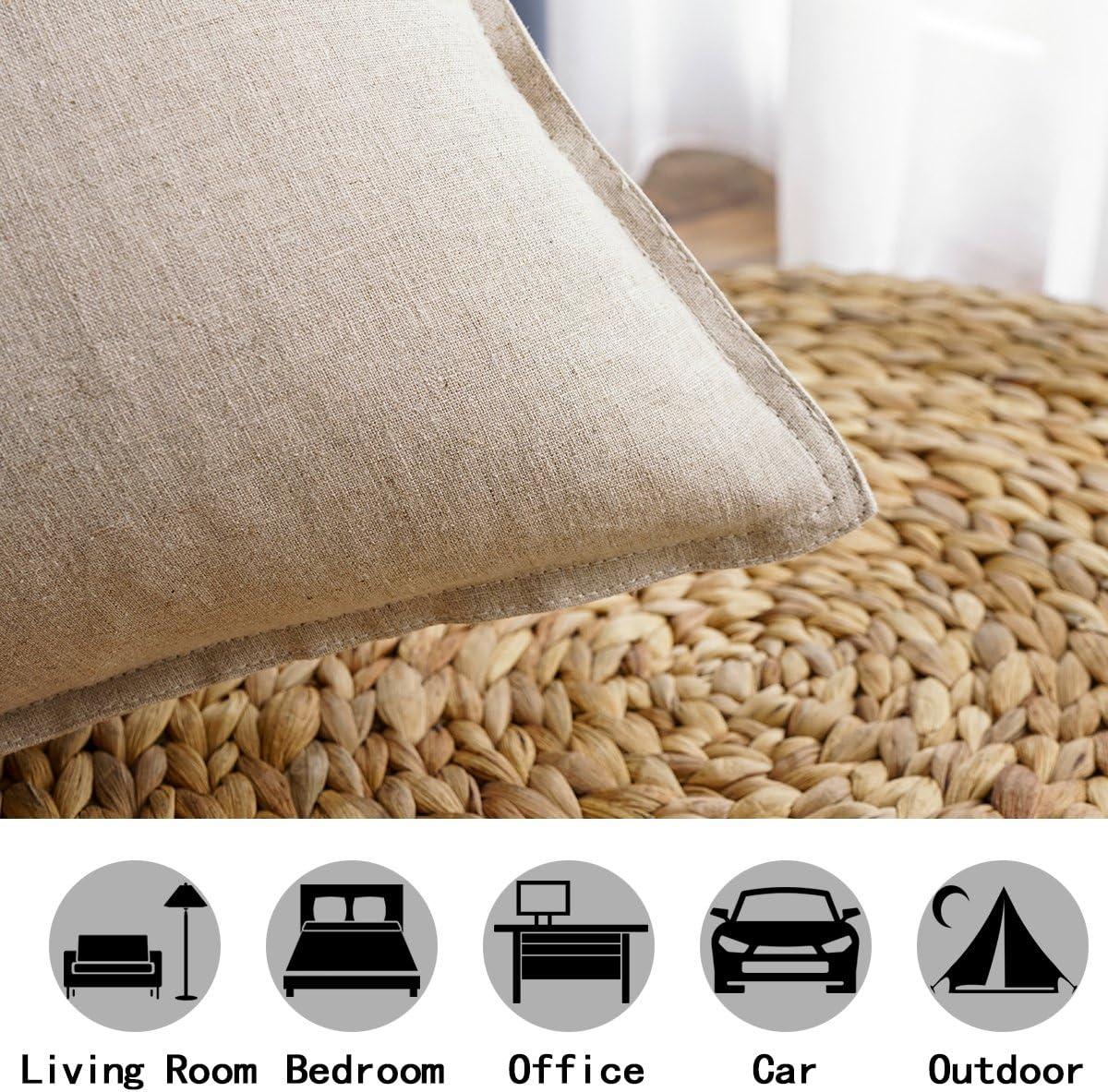 Jeanerlor 12"x20" Cotton Linen Decorative Lumber Throw Pillow Case Cushion Cover Set with Twin Needles Stitch on Edge for Father's Day,(30 x 50cm), 2 Pcs, Light Linen