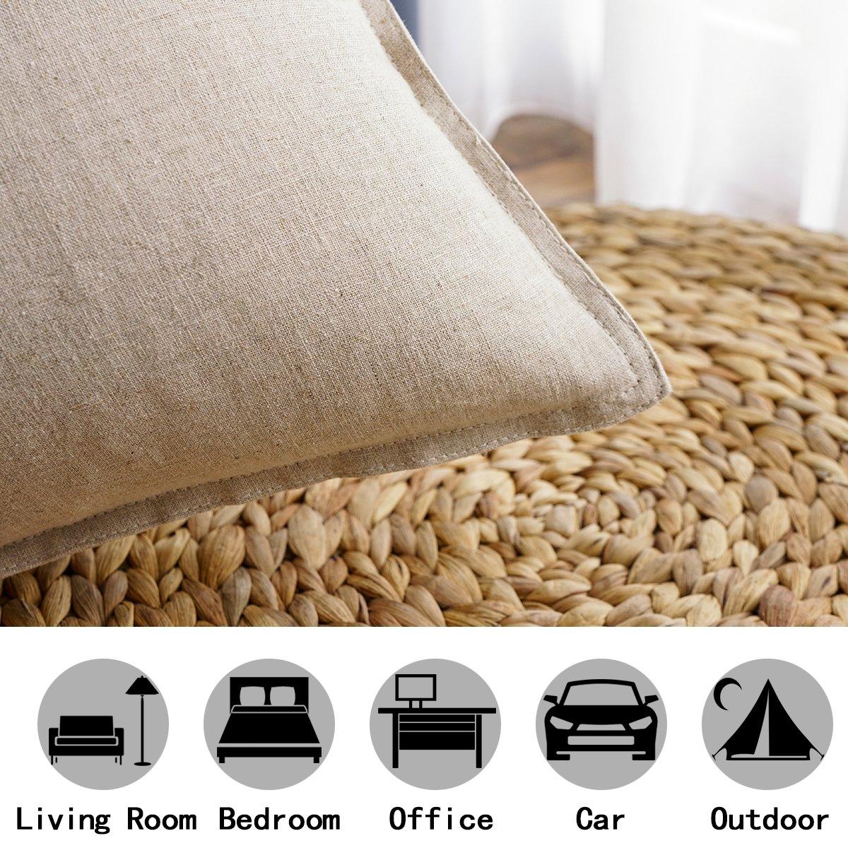 Jeanerlor 12"x20" Cotton Linen Decorative Lumber Throw Pillow Case Cushion Cover Set with Twin Needles Stitch on Edge for Father's Day,(30 x 50cm), 2 Pcs, Light Linen