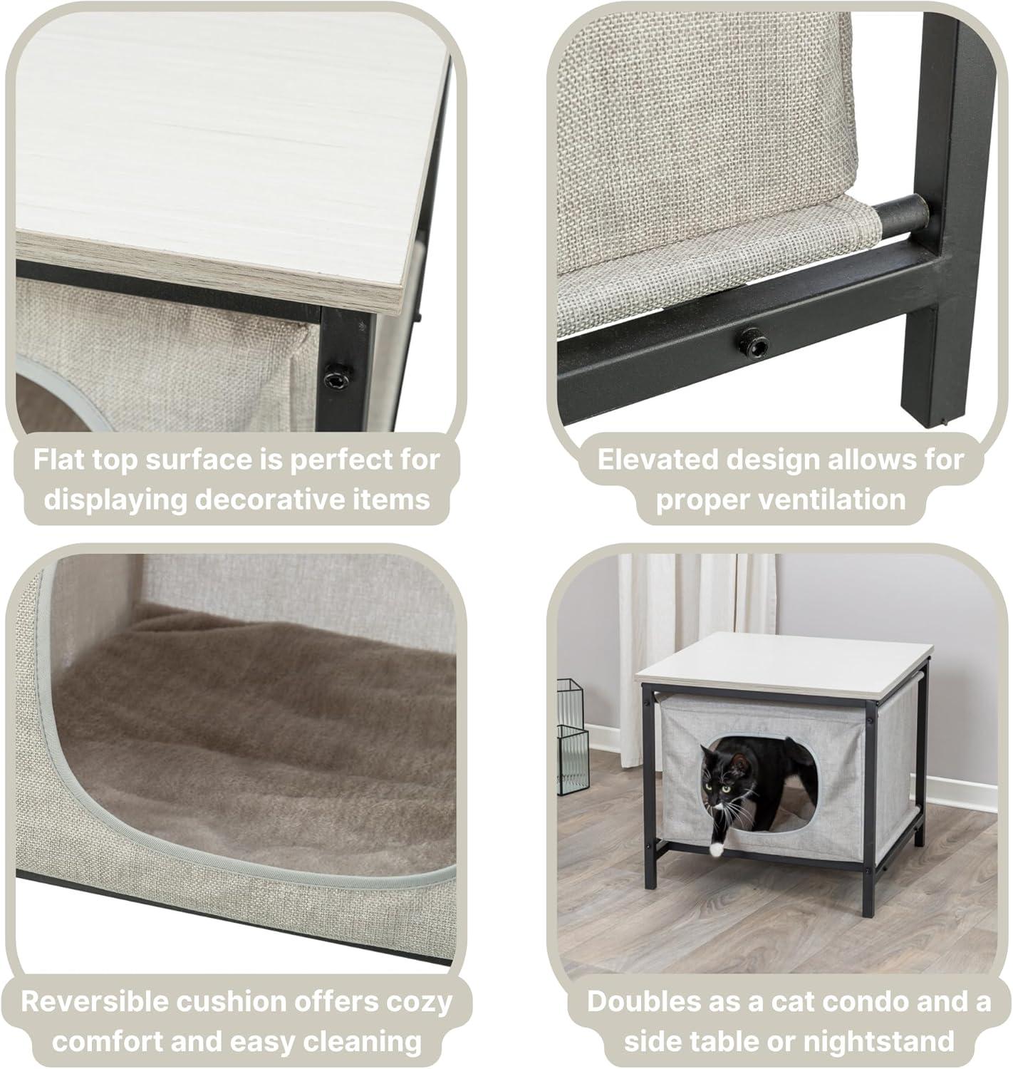 TRIXIE Emmie Indoor Cat Condo, Cat Bed Side Table & Nightstand, Cat Hideaway Cave with Cozy Cushion