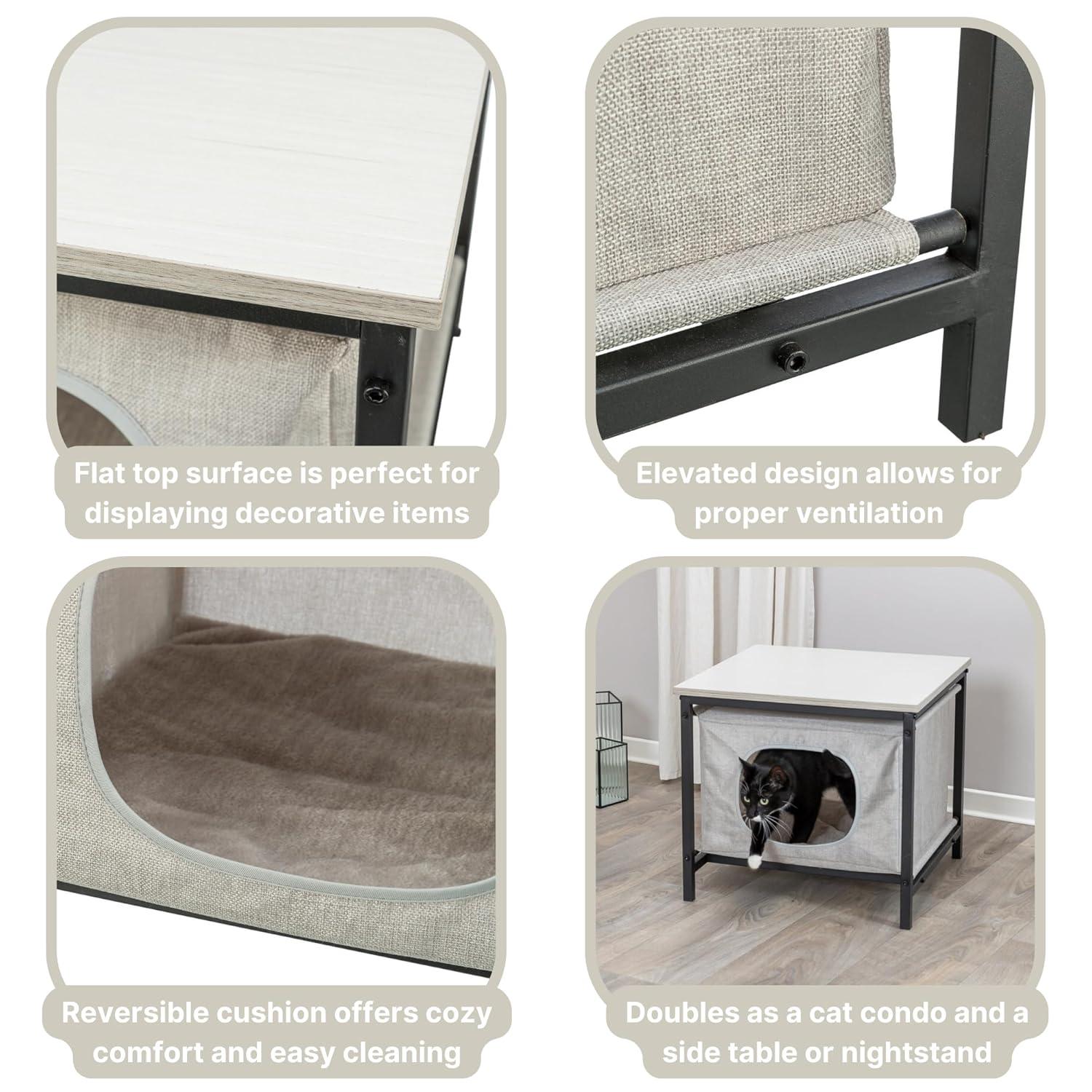 TRIXIE Emmie Indoor Cat Condo, Cat Bed Side Table & Nightstand, Cat Hideaway Cave with Cozy Cushion