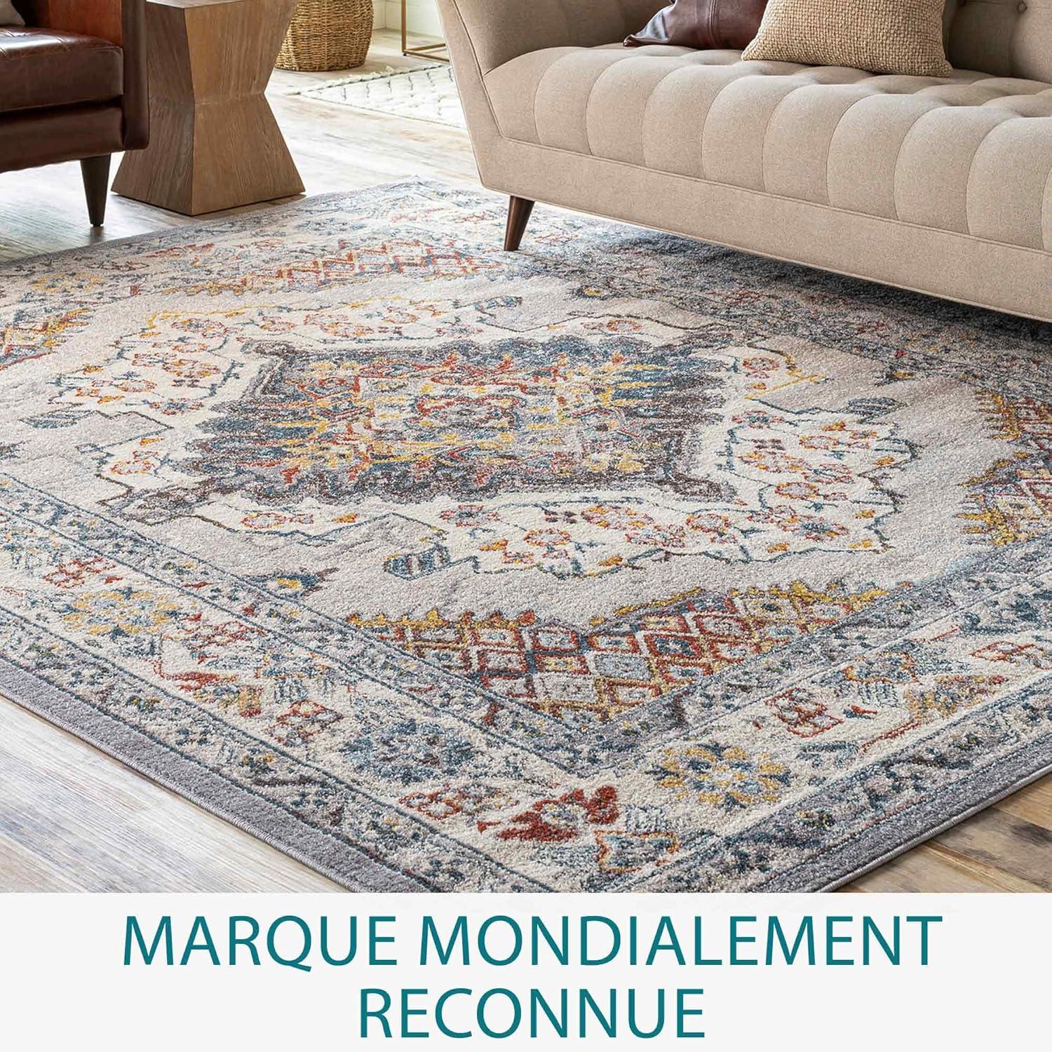 Livabliss 6'7"x9' Kashan Traditional Rugs Gray: Medium Pile, Stain & Fade-Resistant, Polypropylene, Indoor Use
