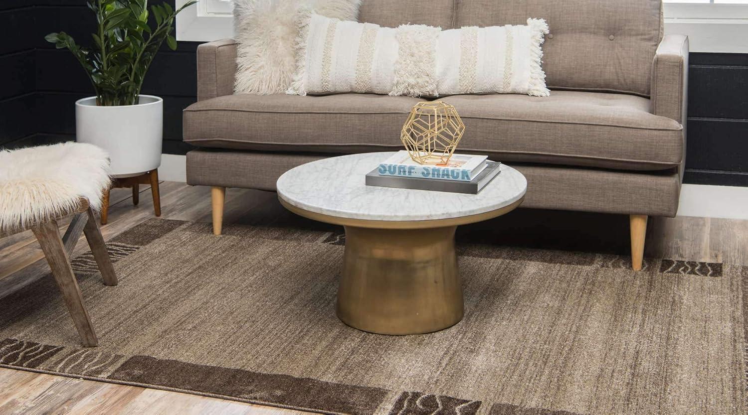 Unique Loom Del Mar Collection Area Rug - Sarah (9' x 12' Rectangle Dark Beige/Brown)
