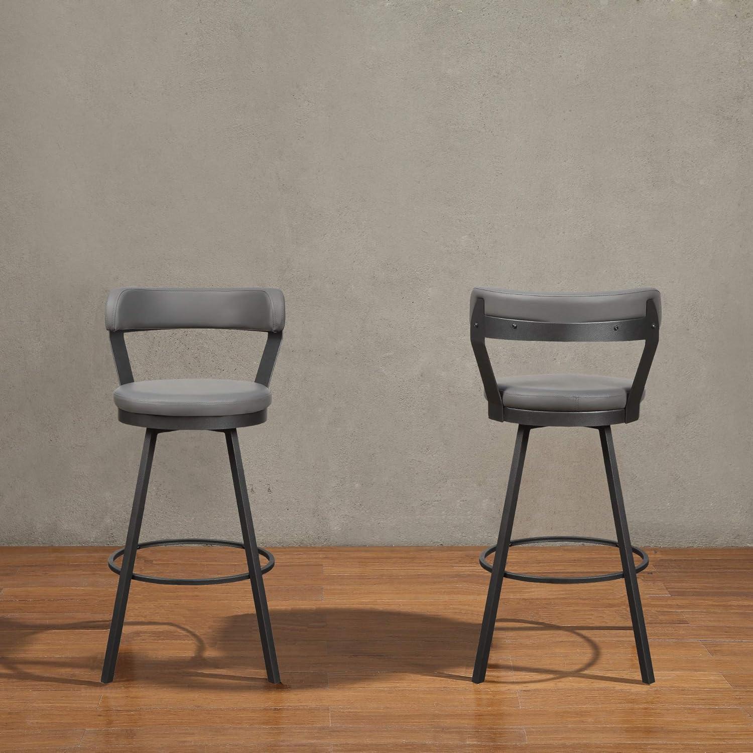 Lexicon Appert Metal Pub Height Swivel Stools in Dark Gray (Set of 2)