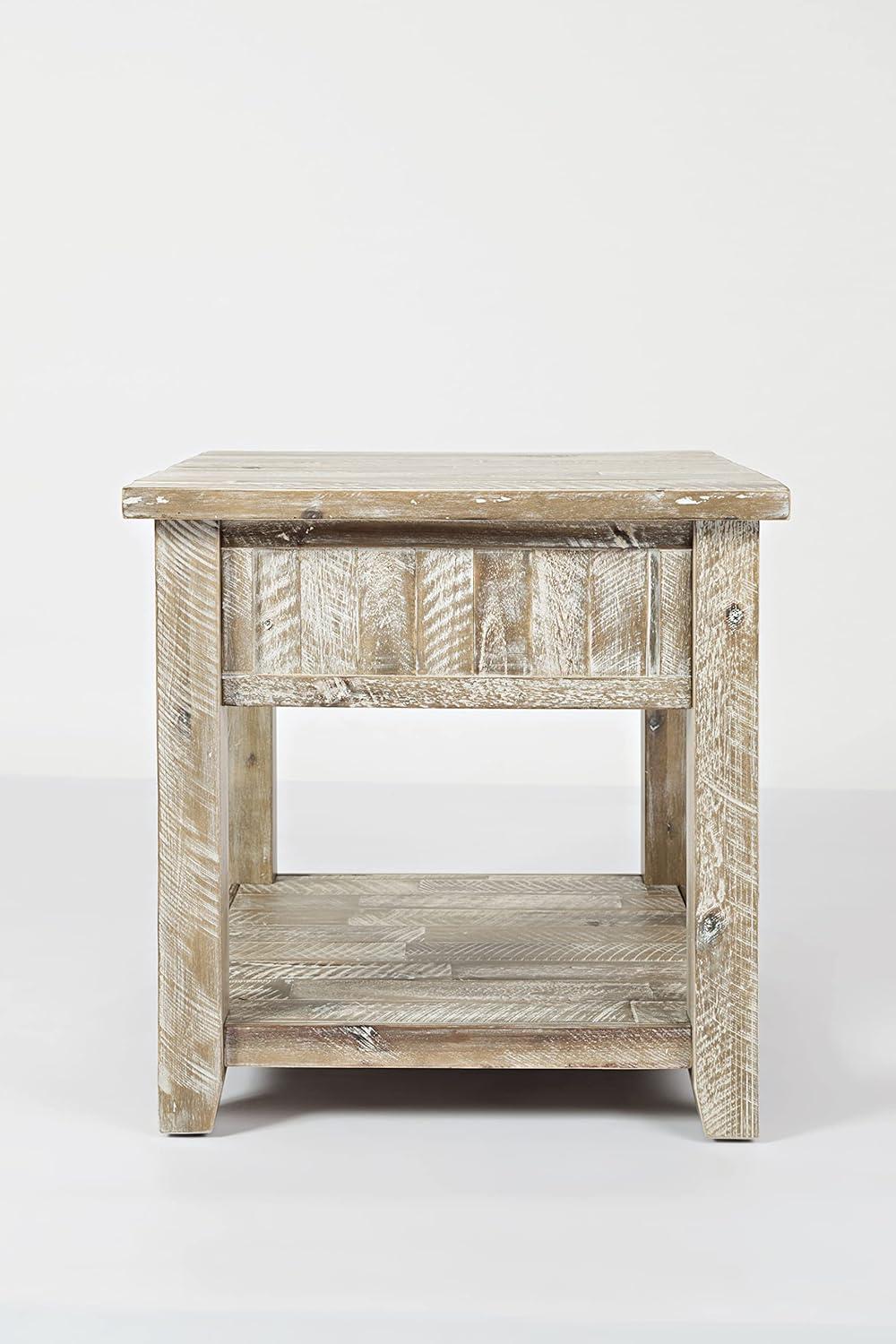 Jofran,Artisan's Craft Rustic Farmhouse Distressed Solid Wood End Table