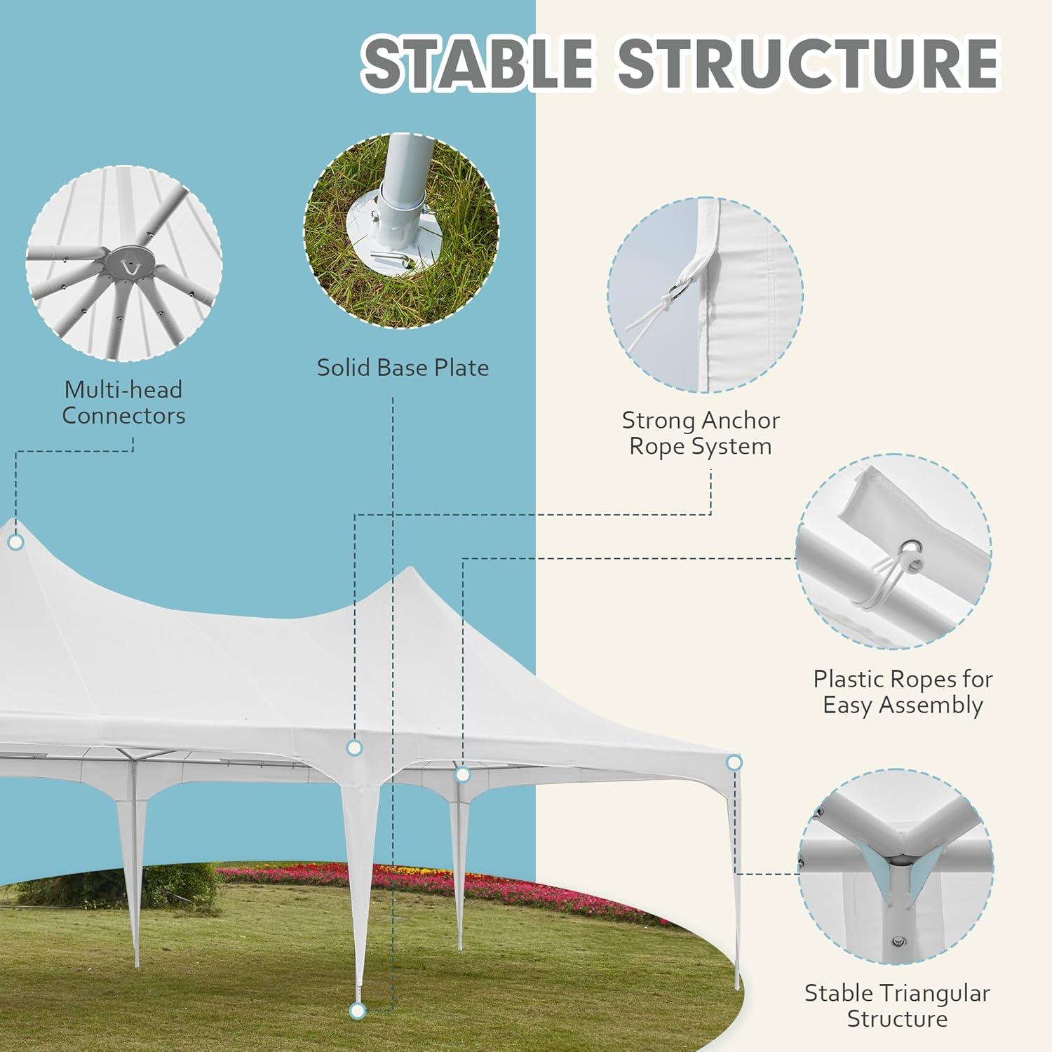 White Double Peaked 13x26ft Heavy Duty Party Tent