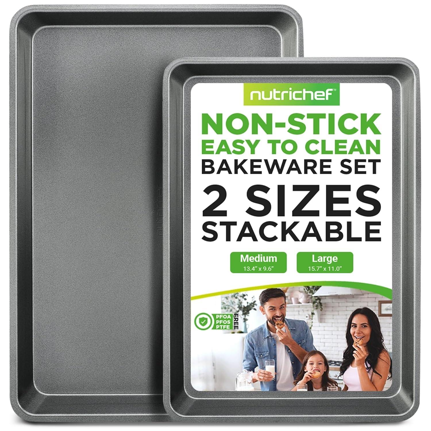 NutriChef NutriChef Non-Stick Steel 2 Piece Baking Sheet Set