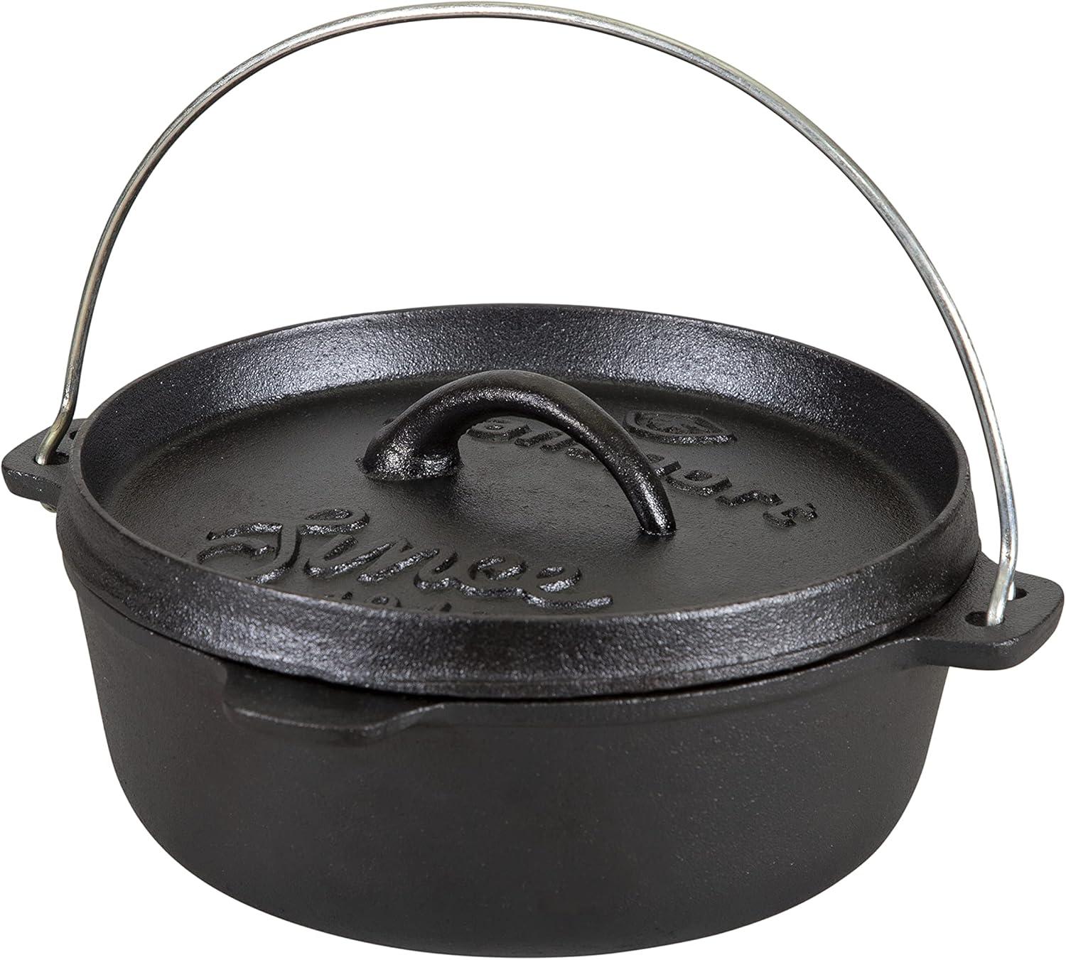 Stansport Preseasoned Cast Iron Flat Bottom Dutch Oven