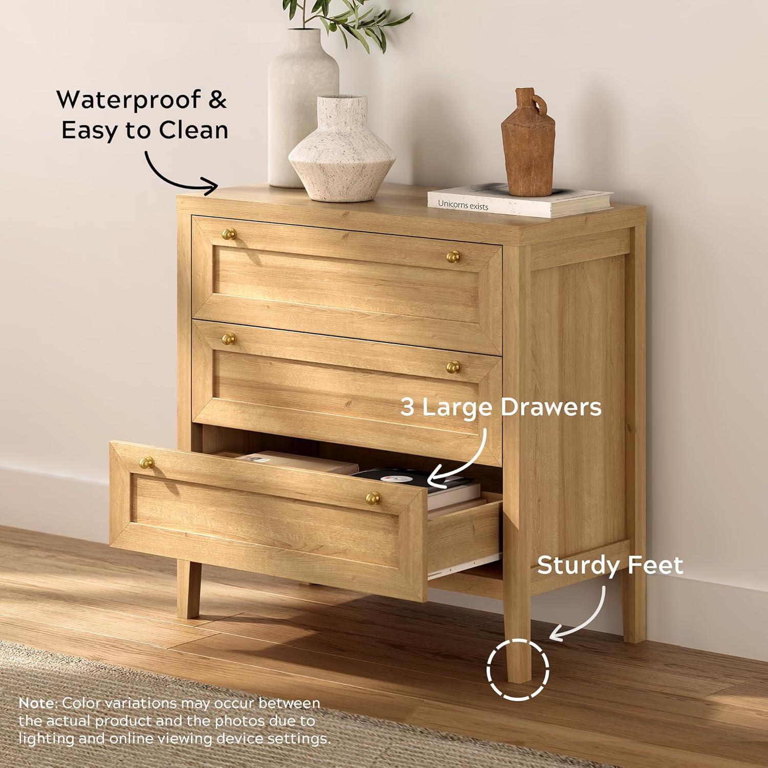Bay Isle Home™ 3 Drawer Dresser,Wide Chest Of Drawers (Set of 2)