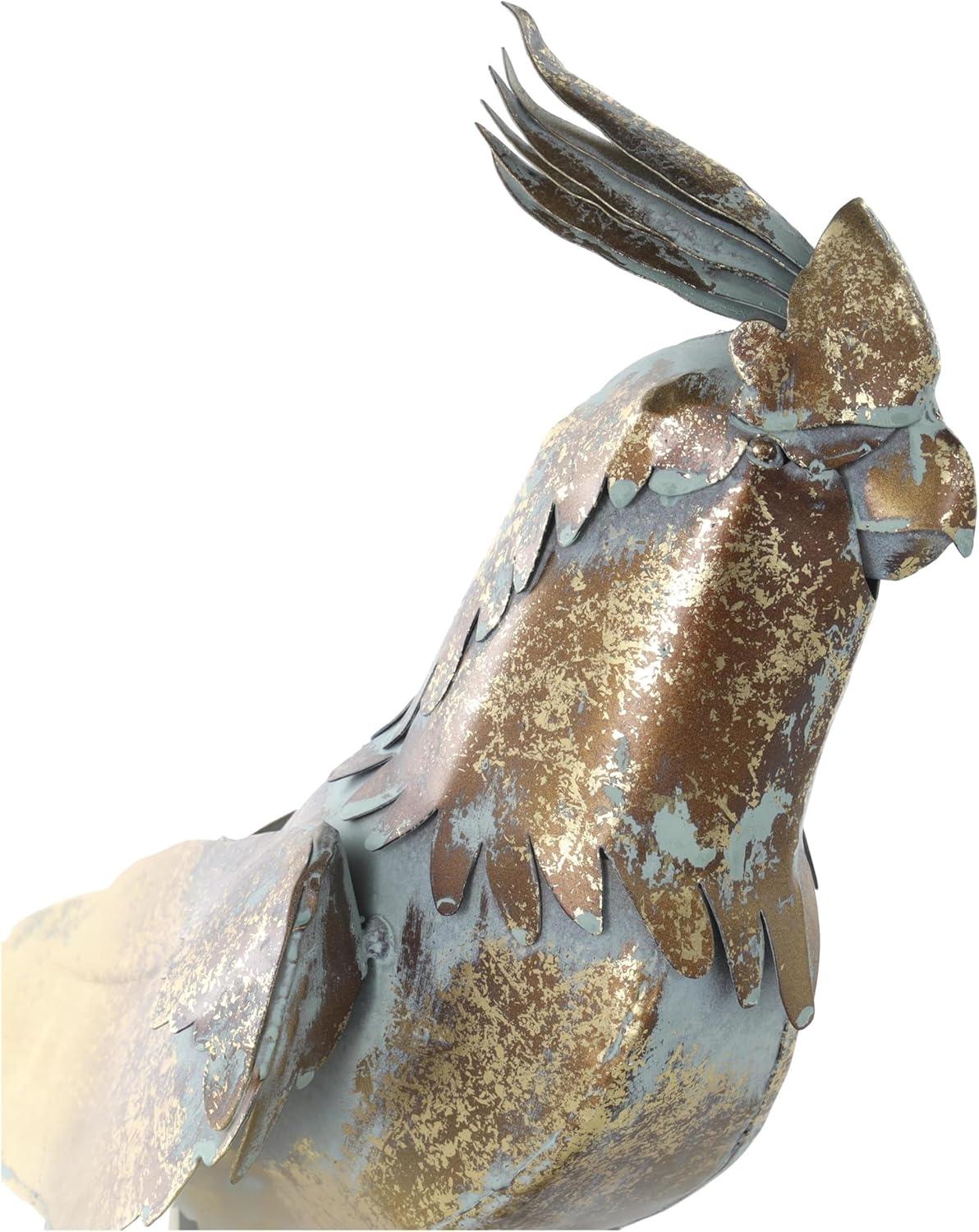 Deco 79 Metal Parrot Decorative Garden Sculpture Patina Garden Statue with Branch Base, Outdoor Sculpture 8" x 7" x 15", Bronze