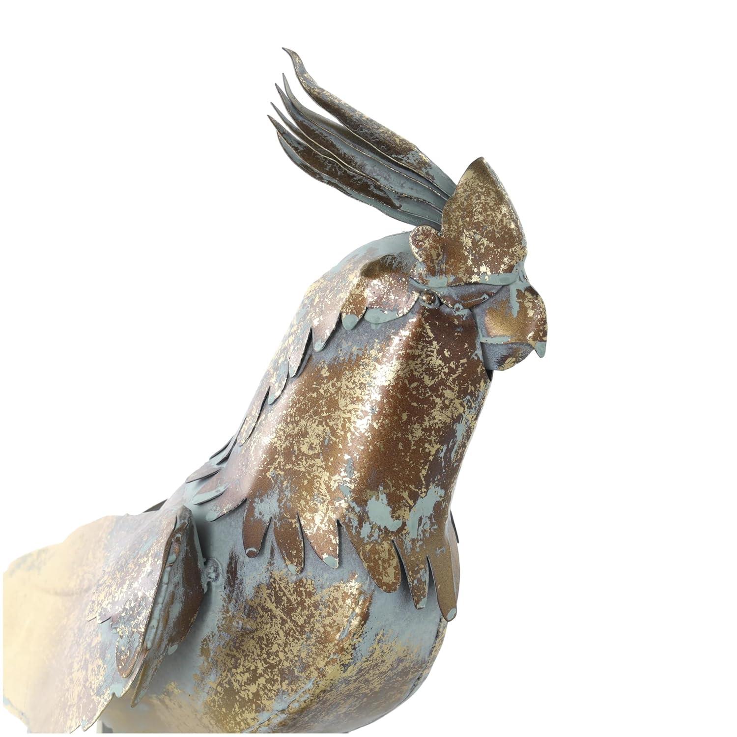 Deco 79 Metal Parrot Decorative Garden Sculpture Patina Garden Statue with Branch Base, Outdoor Sculpture 8" x 7" x 15", Bronze