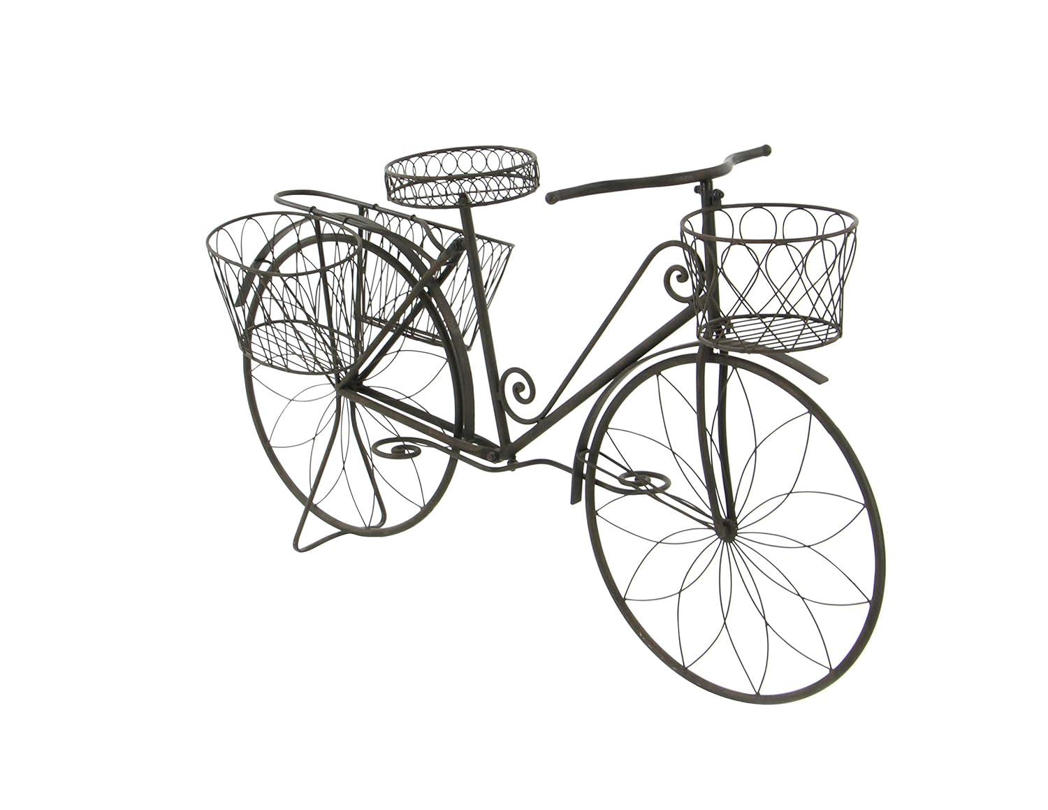 DecMode Vintage Turquoise/Red 3 Tier Bicycle Inspired Metal Plantstand, 54"W x 32"H