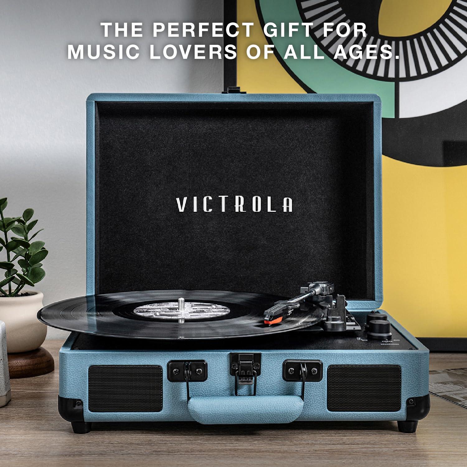 Victrola Journey 3-Speed Bluetooth Suitcase Record Player - Mint: Belt Drive Turntable