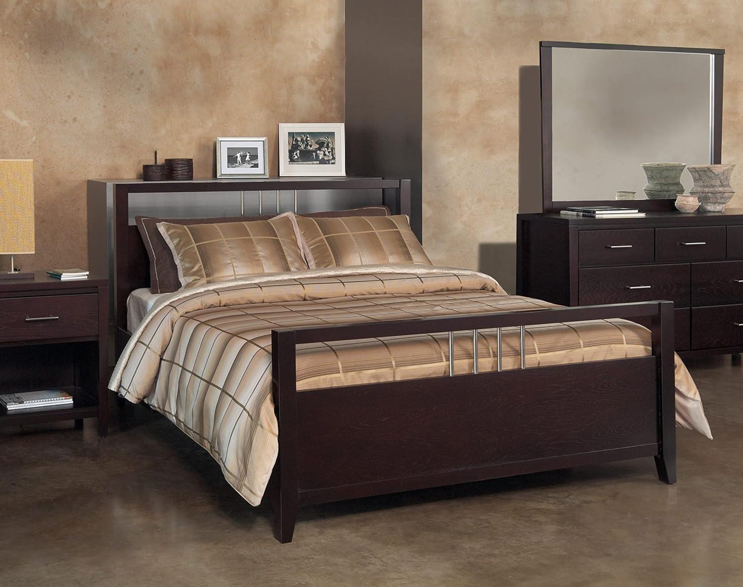 Modus Furniture Solid Wood 2-Side Storage Bed, King, Nevis - Espresso
