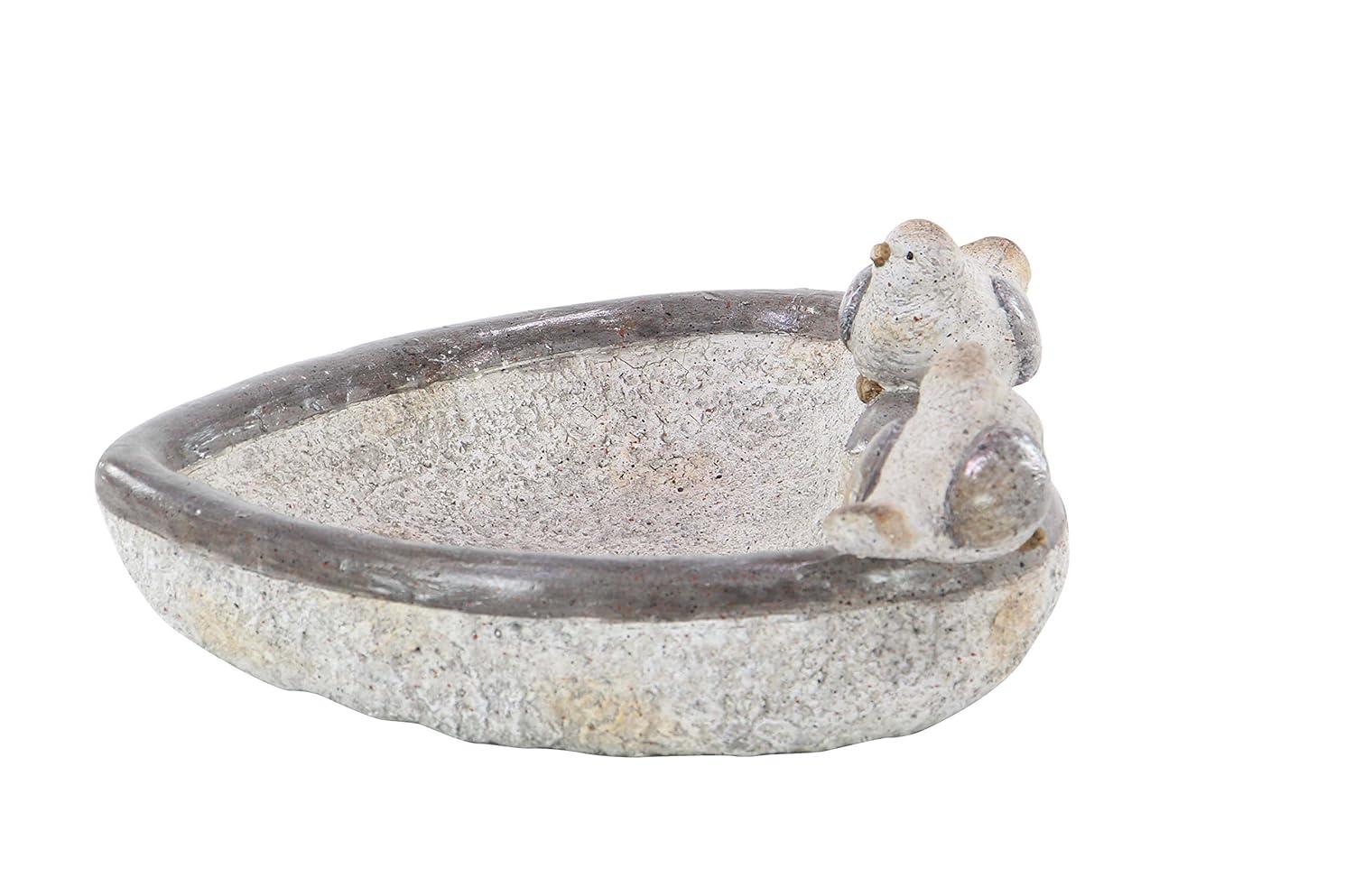 DecMode 6" Indoor Outdoor Bird Garden Sculpture with Bath Bowl