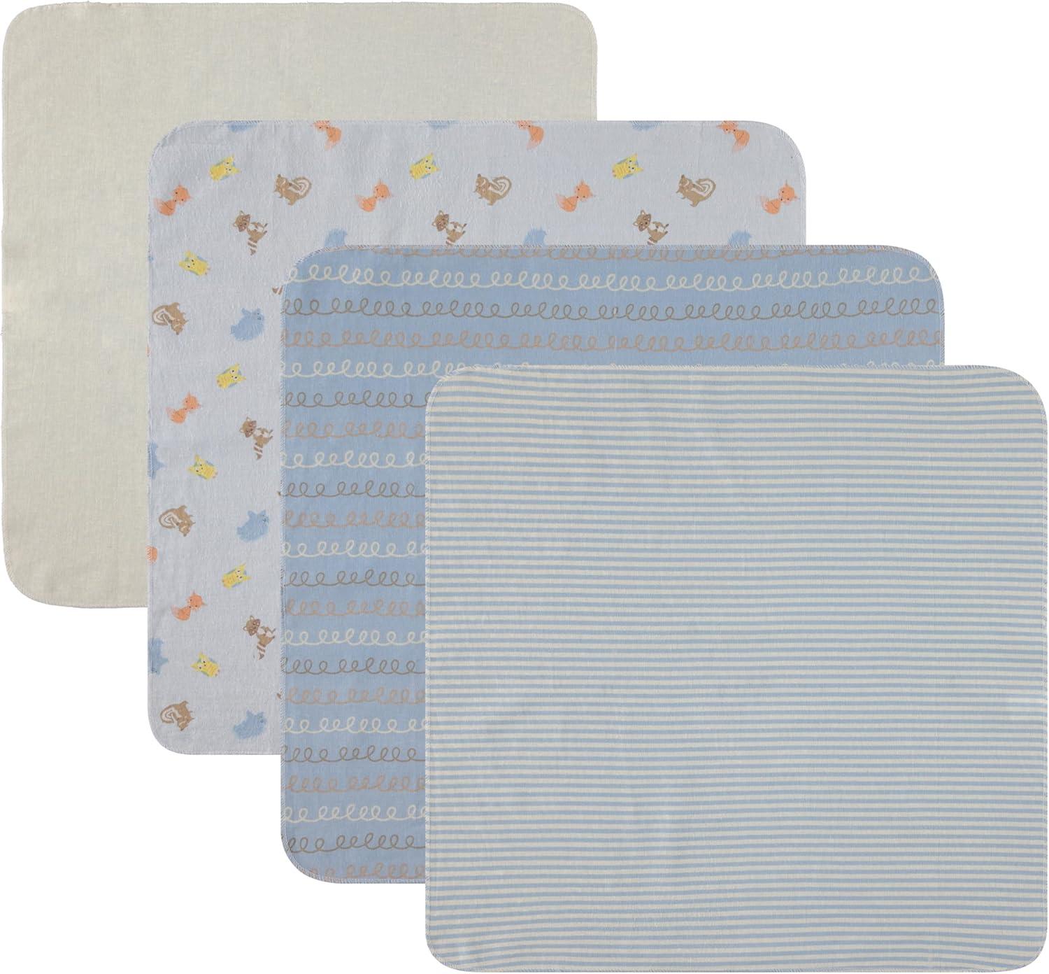 Little Beginnings Cudlie 4-Pack Receiving Blankets for Infants - Friendly Animal